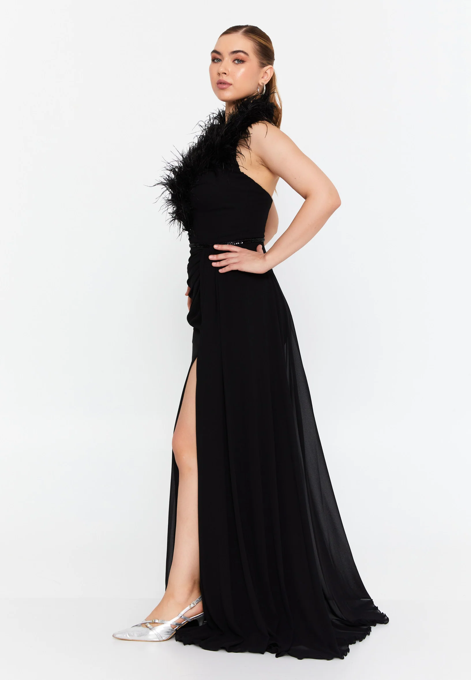 Sleeveless Maxi Chiffon Mermaid Regular Wedding Guest Dress omn040 - Image 4