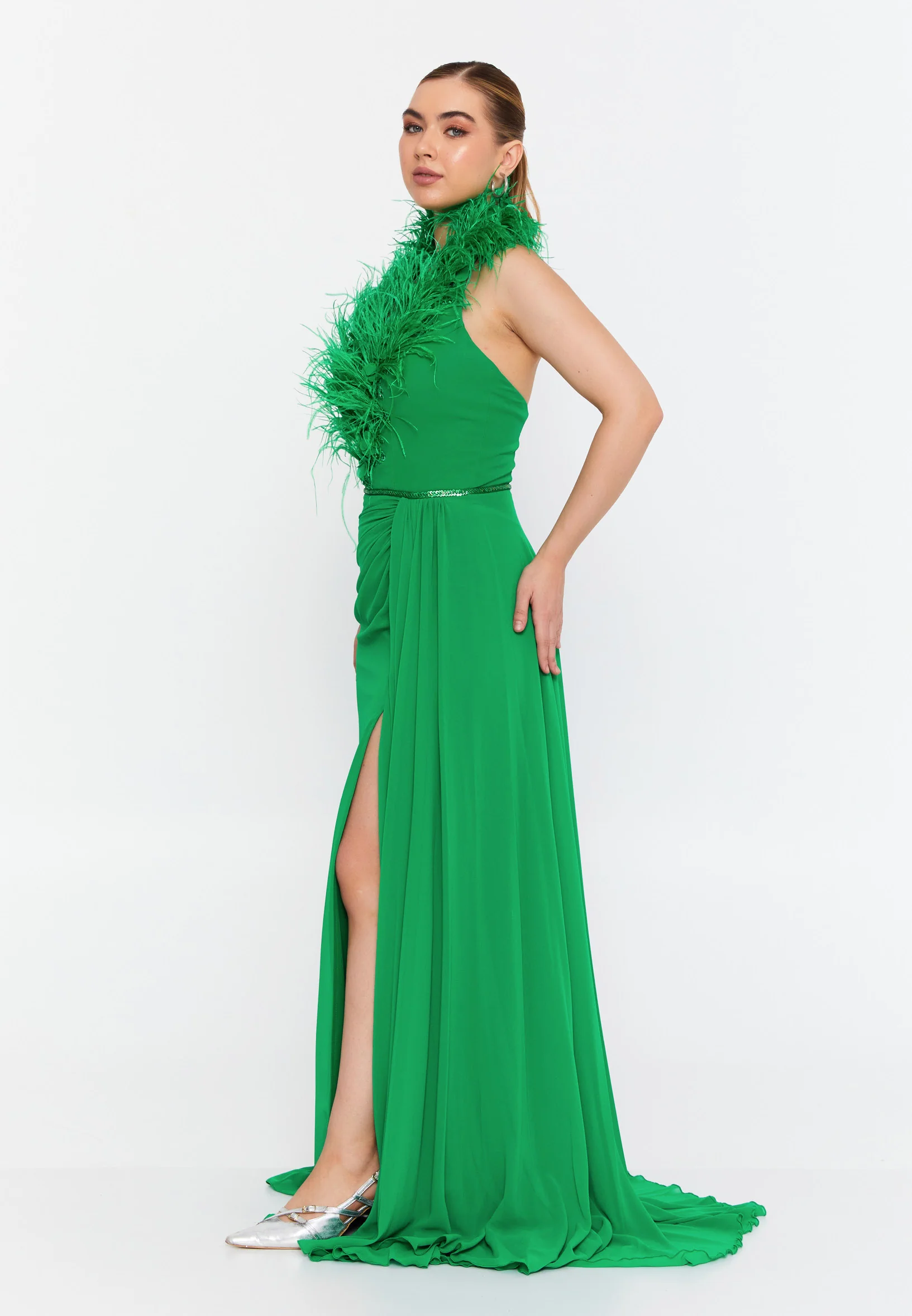 Sleeveless Maxi Chiffon Mermaid Regular Wedding Guest Dress omn040 - Image 6