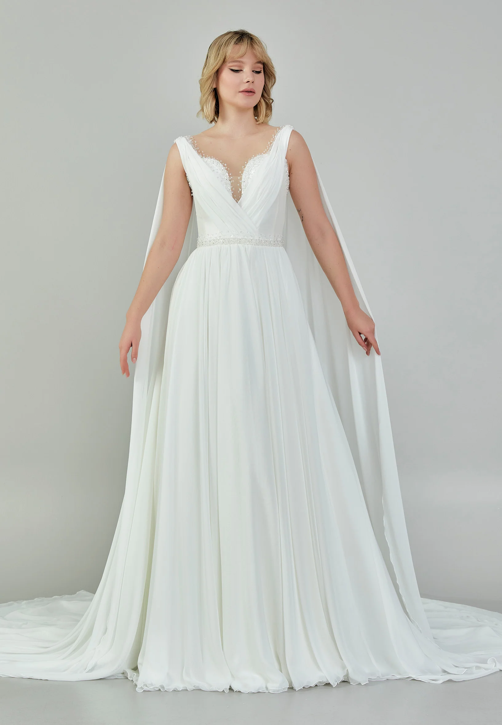 Sleeveless Maxi Chiffon Regular Wedding Dress bnc9006