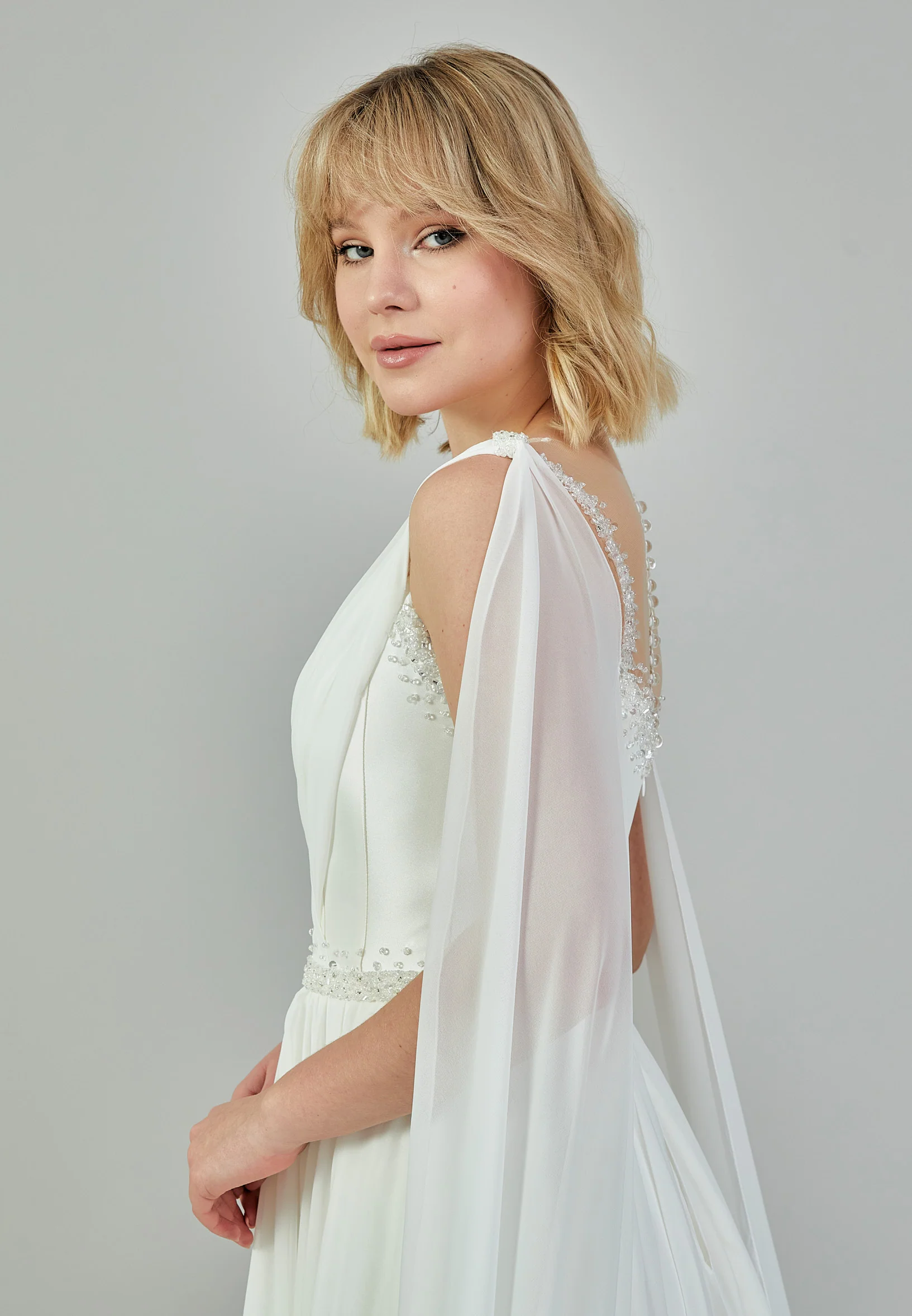 Sleeveless Maxi Chiffon Regular Wedding Dress bnc9006 - Image 2