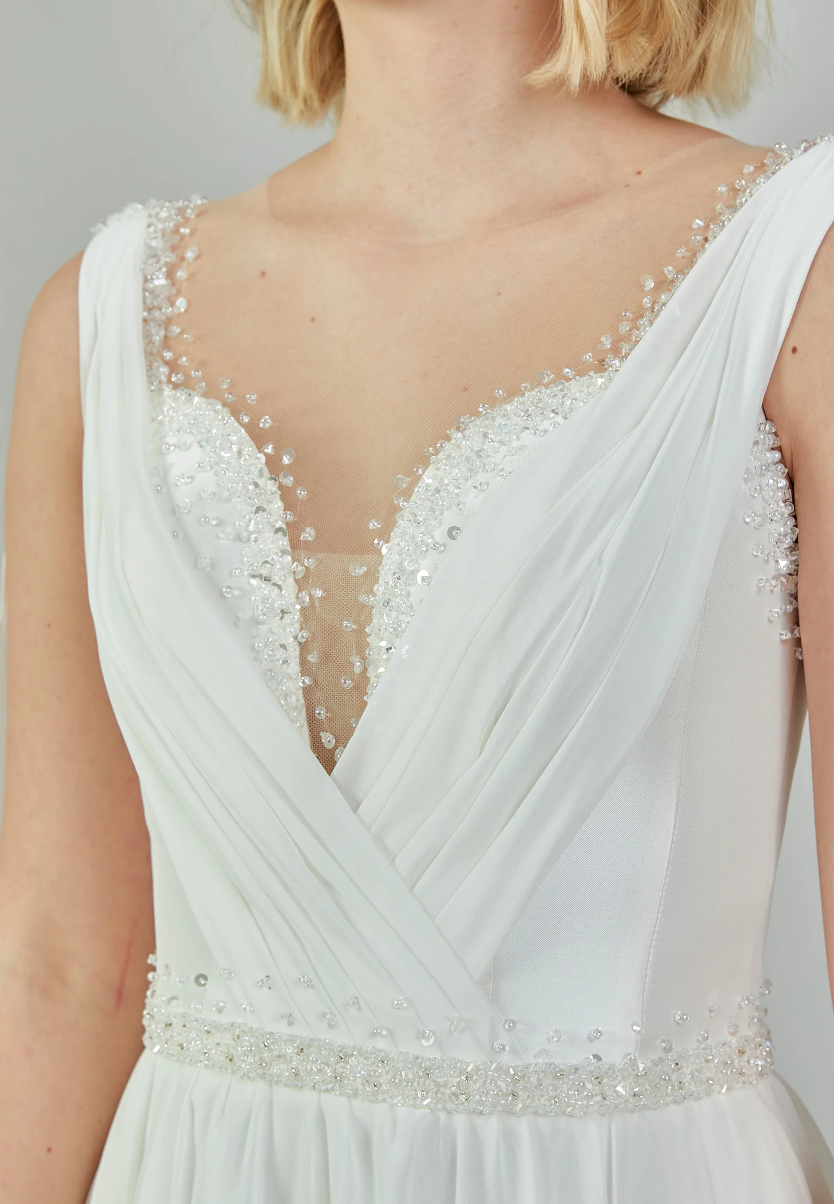 Sleeveless Maxi Chiffon Regular Wedding Dress bnc9006 - Image 4
