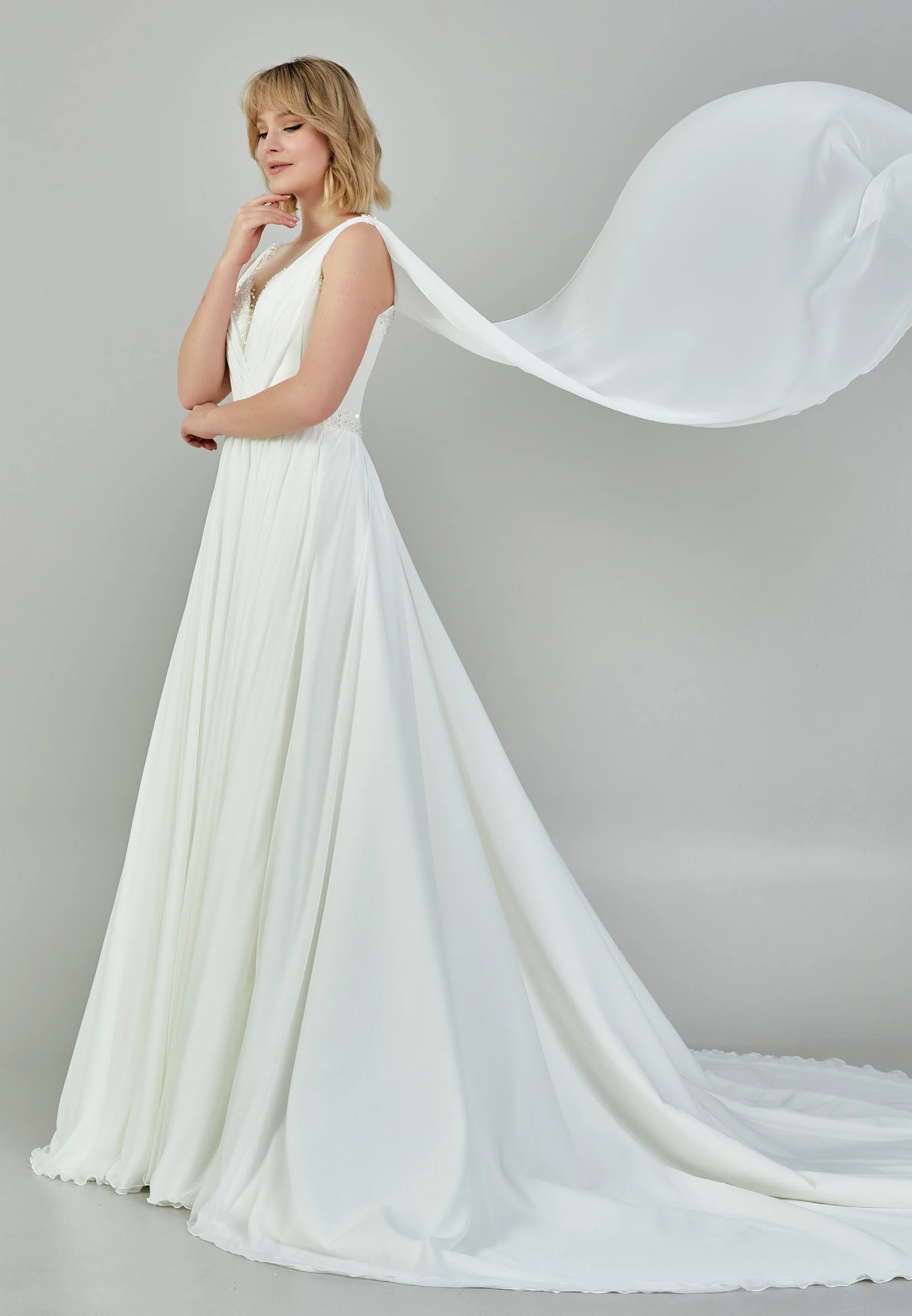 Sleeveless Maxi Chiffon Regular Wedding Dress bnc9006 - Image 6
