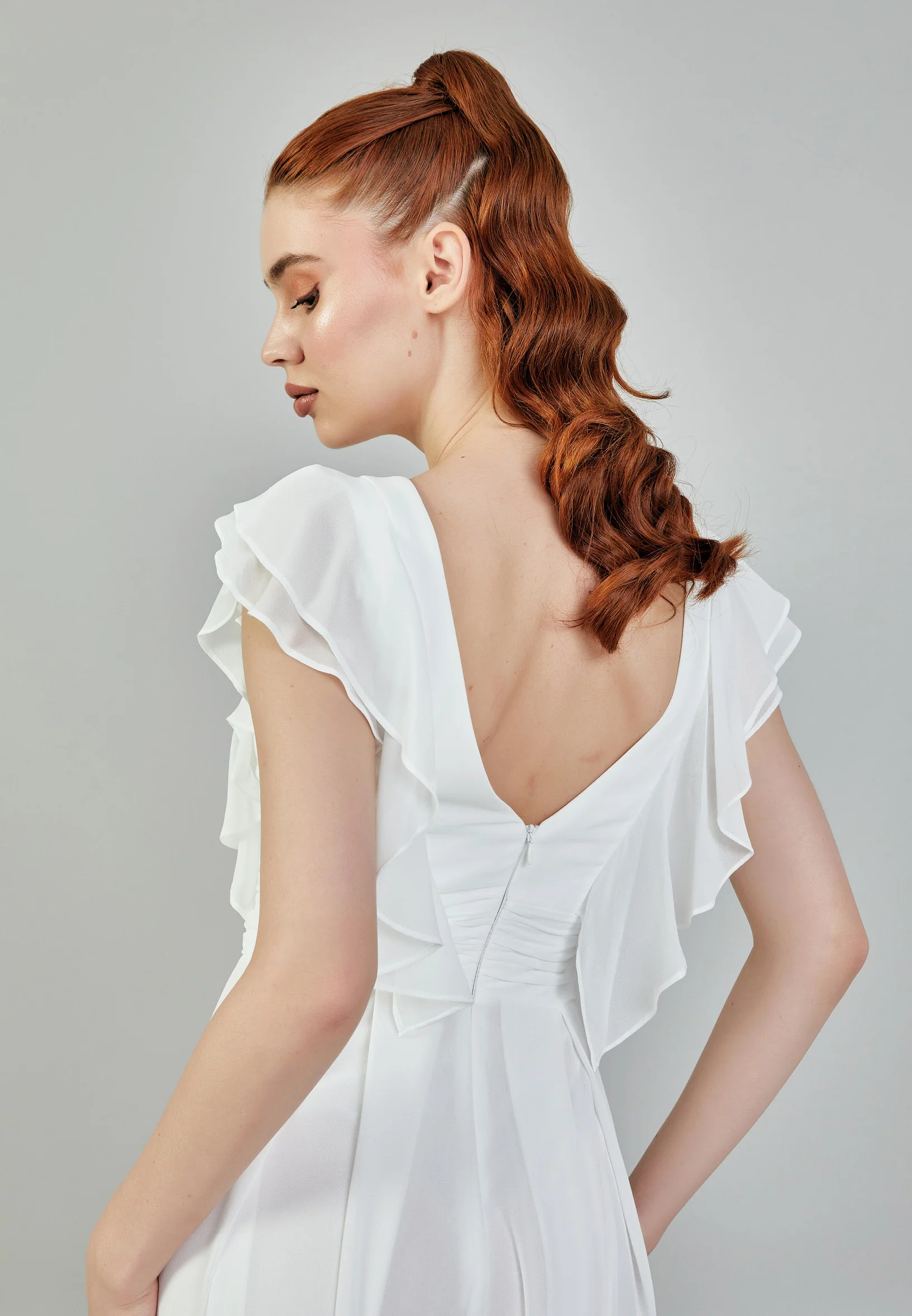Sleeveless Maxi Chiffon Regular Wedding Dress sacd3030(5437) - Image 8