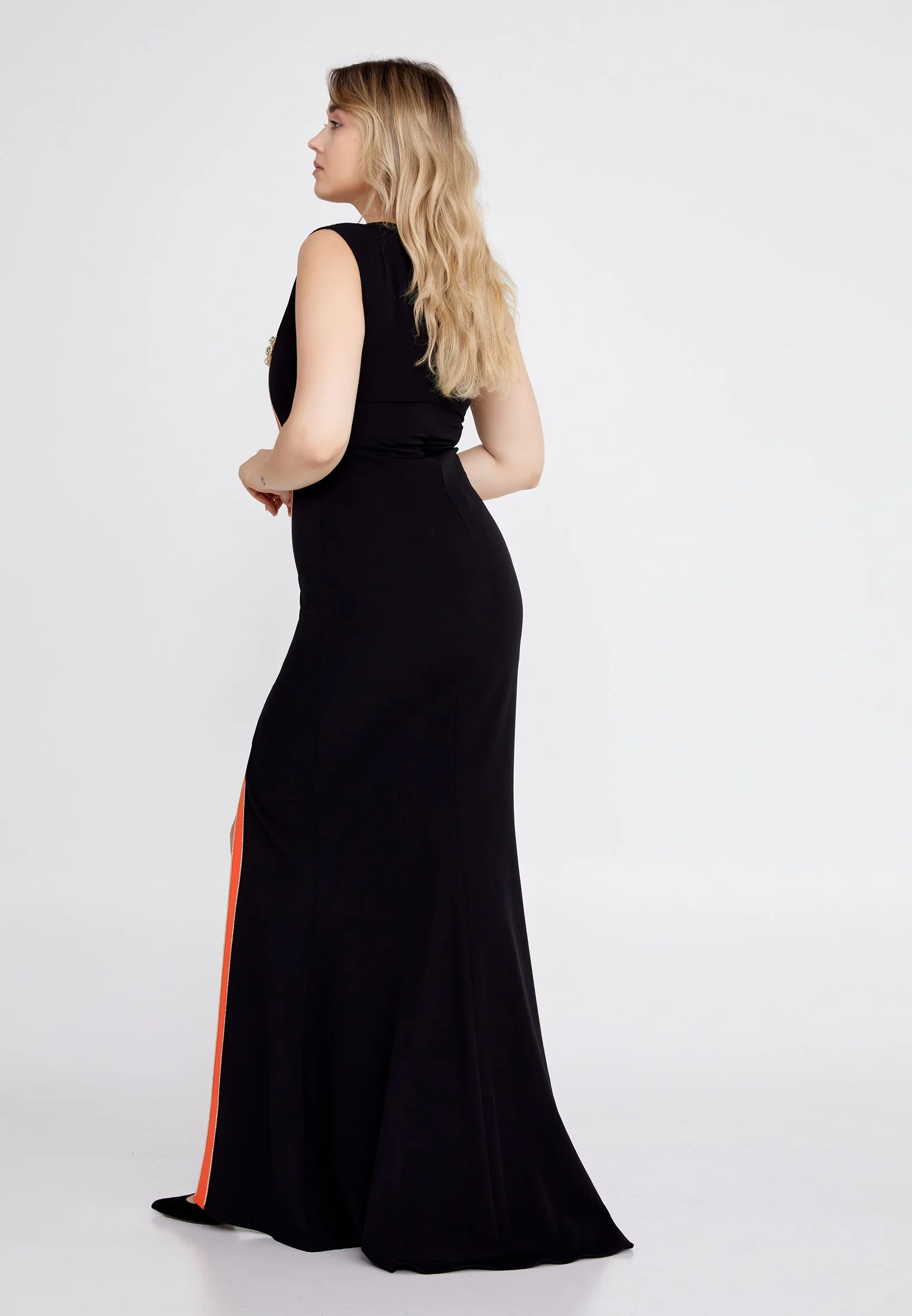 Sleeveless Maxi Crepe Column Plus Size Evening Dress mtn22103-1 - Image 10
