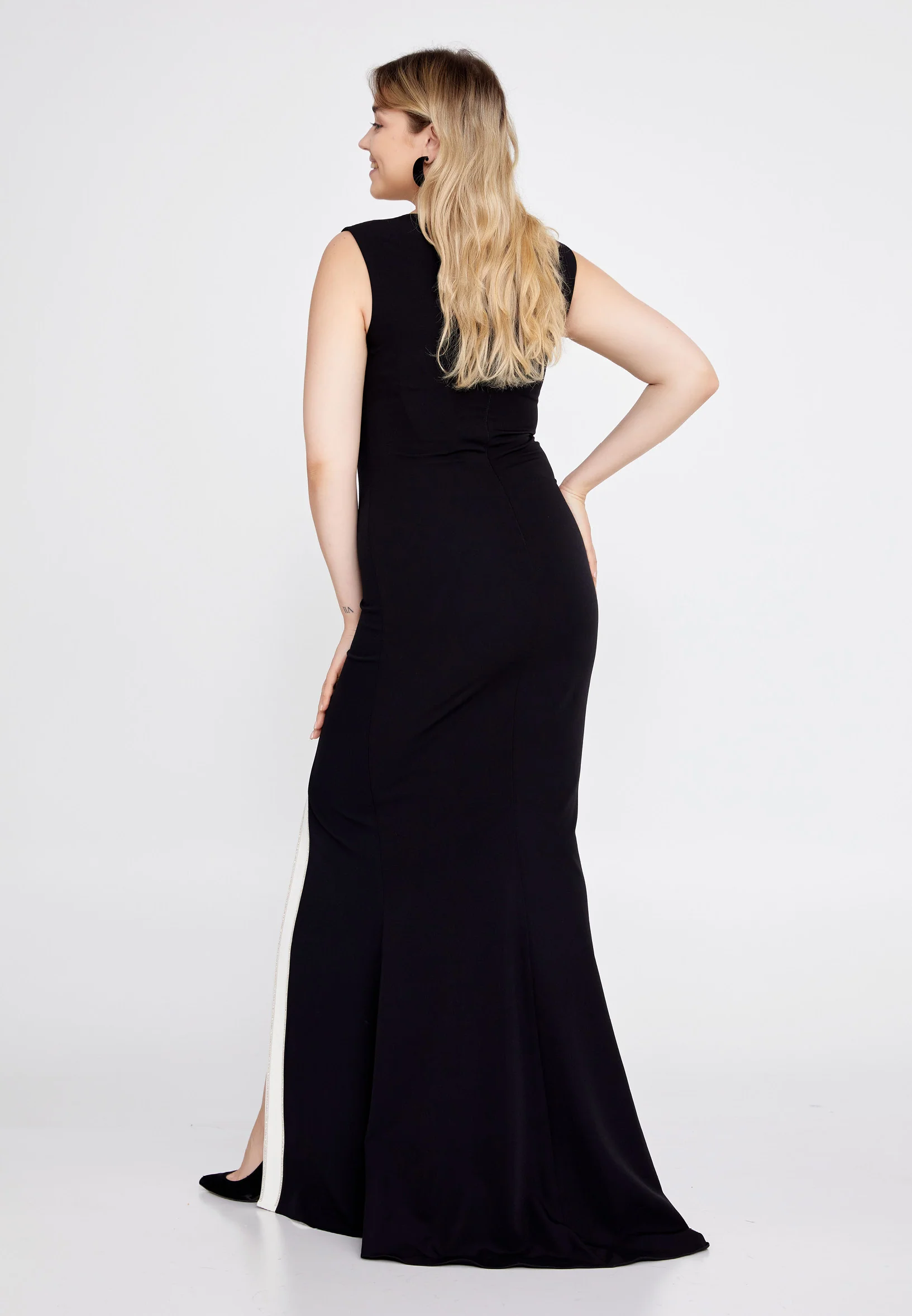 Sleeveless Maxi Crepe Column Plus Size Evening Dress mtn22103-1 - Image 14