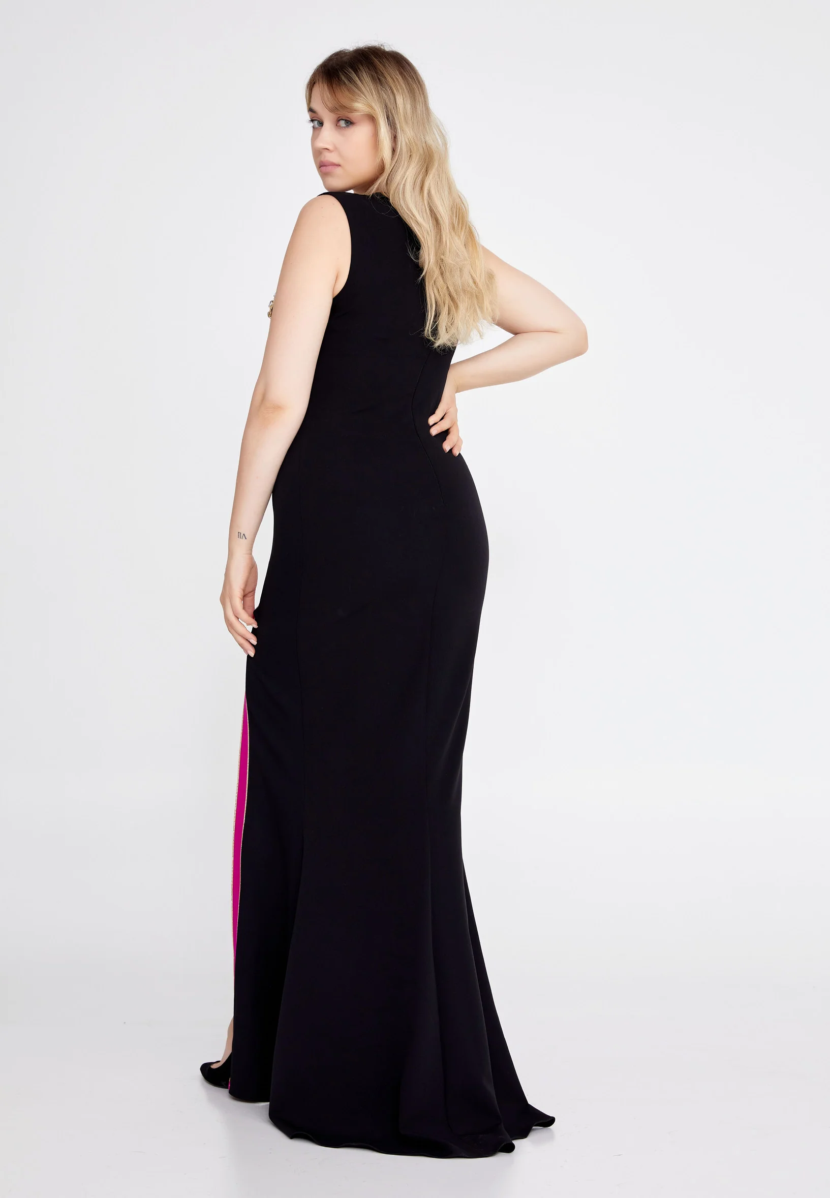 Sleeveless Maxi Crepe Column Plus Size Evening Dress mtn22103-1 - Image 2
