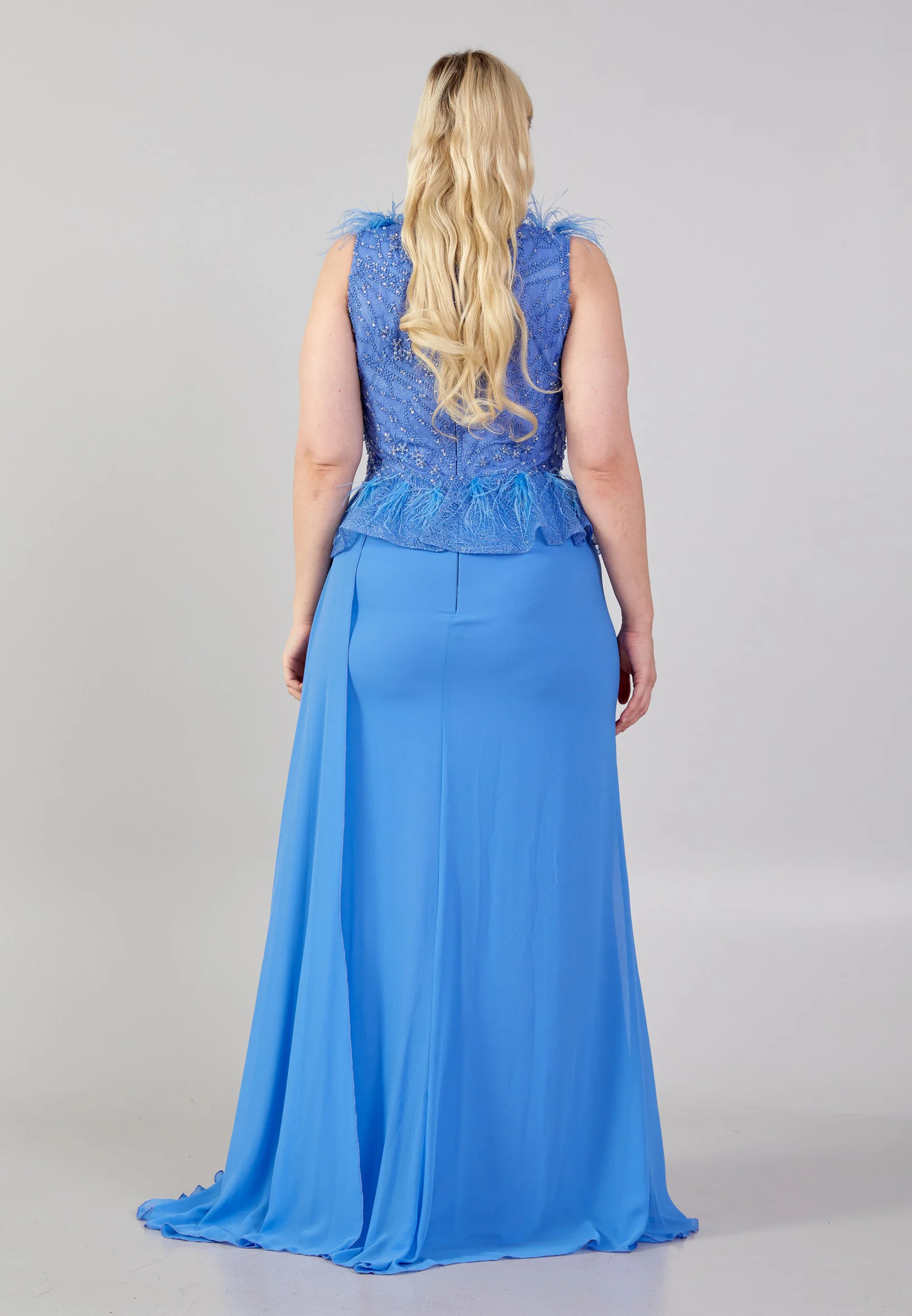 Sleeveless Maxi Crepe Column Plus Size Wedding Guest Dress omn673 - Image 6