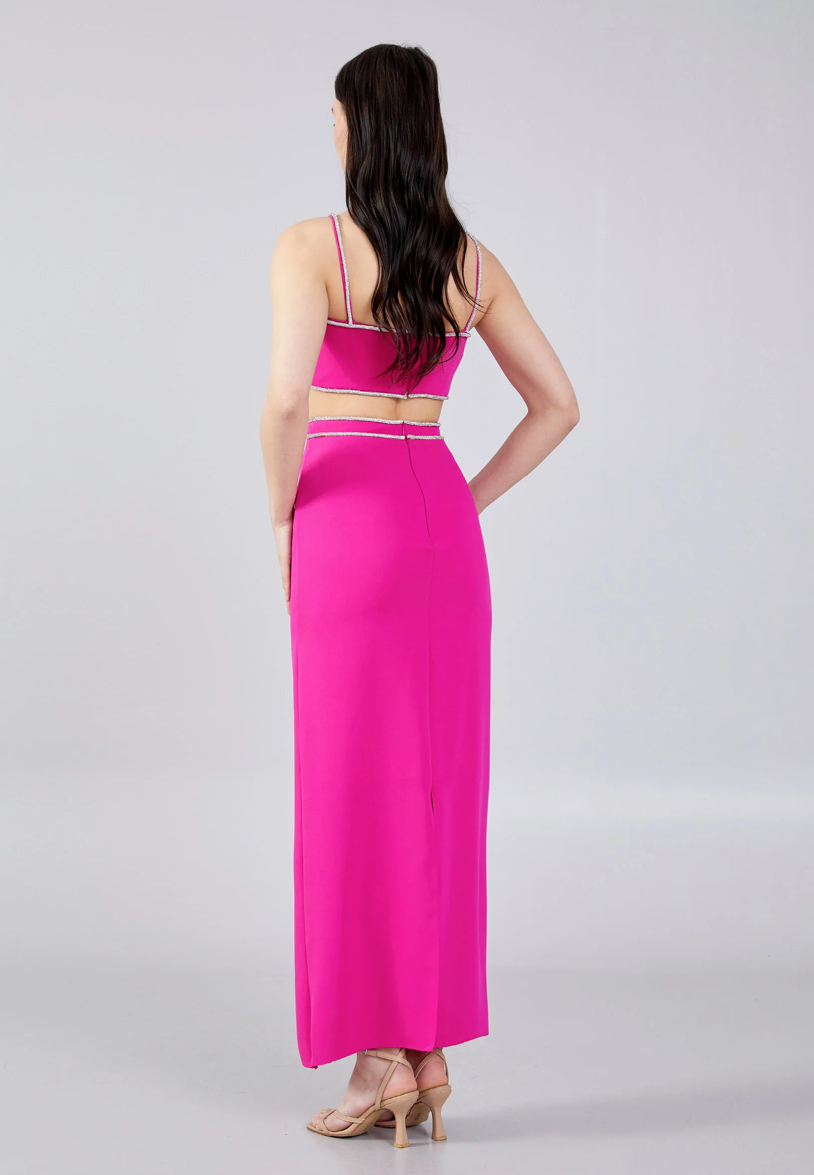 Sleeveless Maxi Crepe Column Regular Evening Dress aln1646 - Image 10