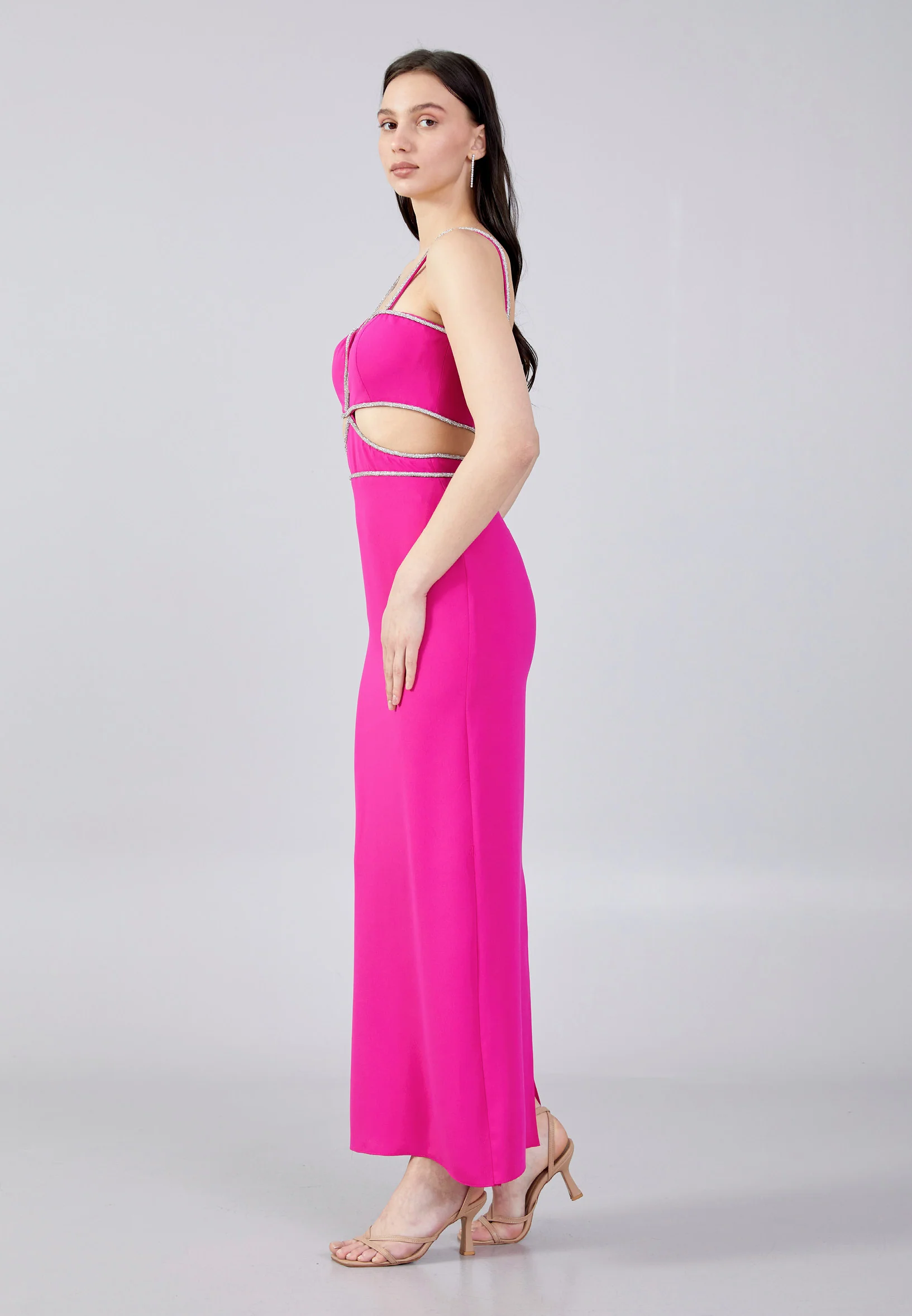 Sleeveless Maxi Crepe Column Regular Evening Dress aln1646 - Image 11