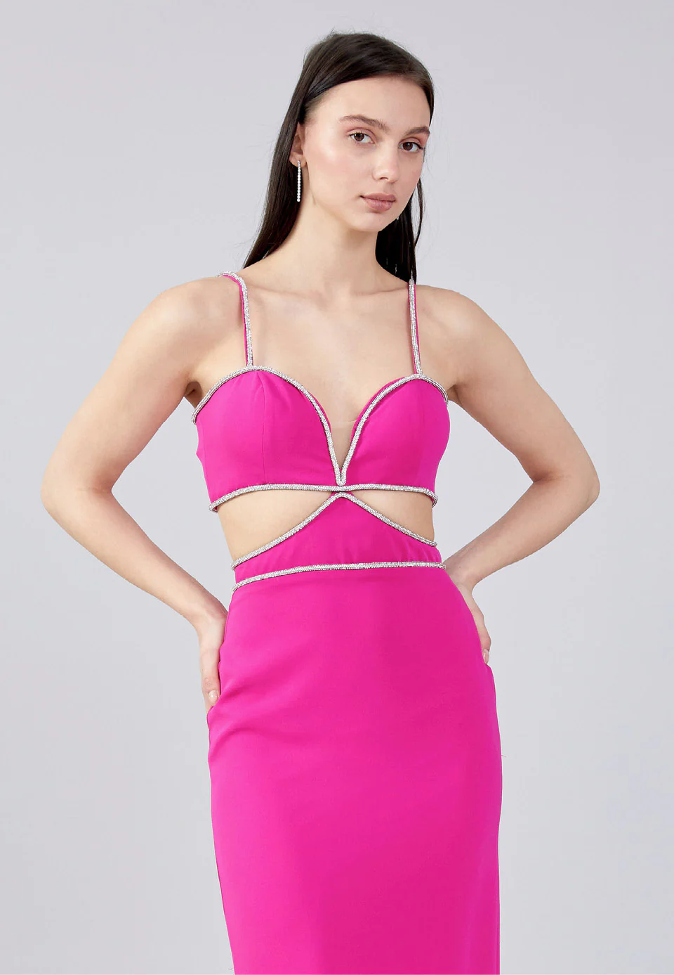 Sleeveless Maxi Crepe Column Regular Evening Dress aln1646 - Image 12