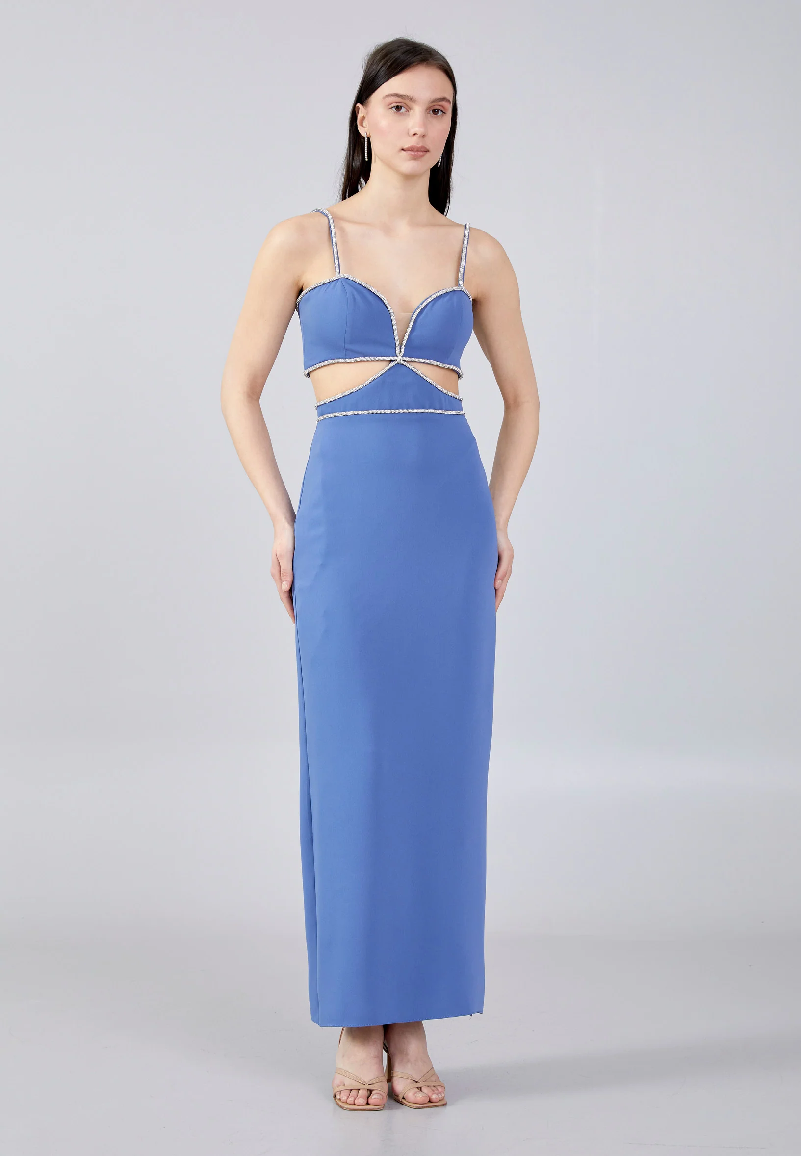 Sleeveless Maxi Crepe Column Regular Evening Dress aln1646 - Image 13
