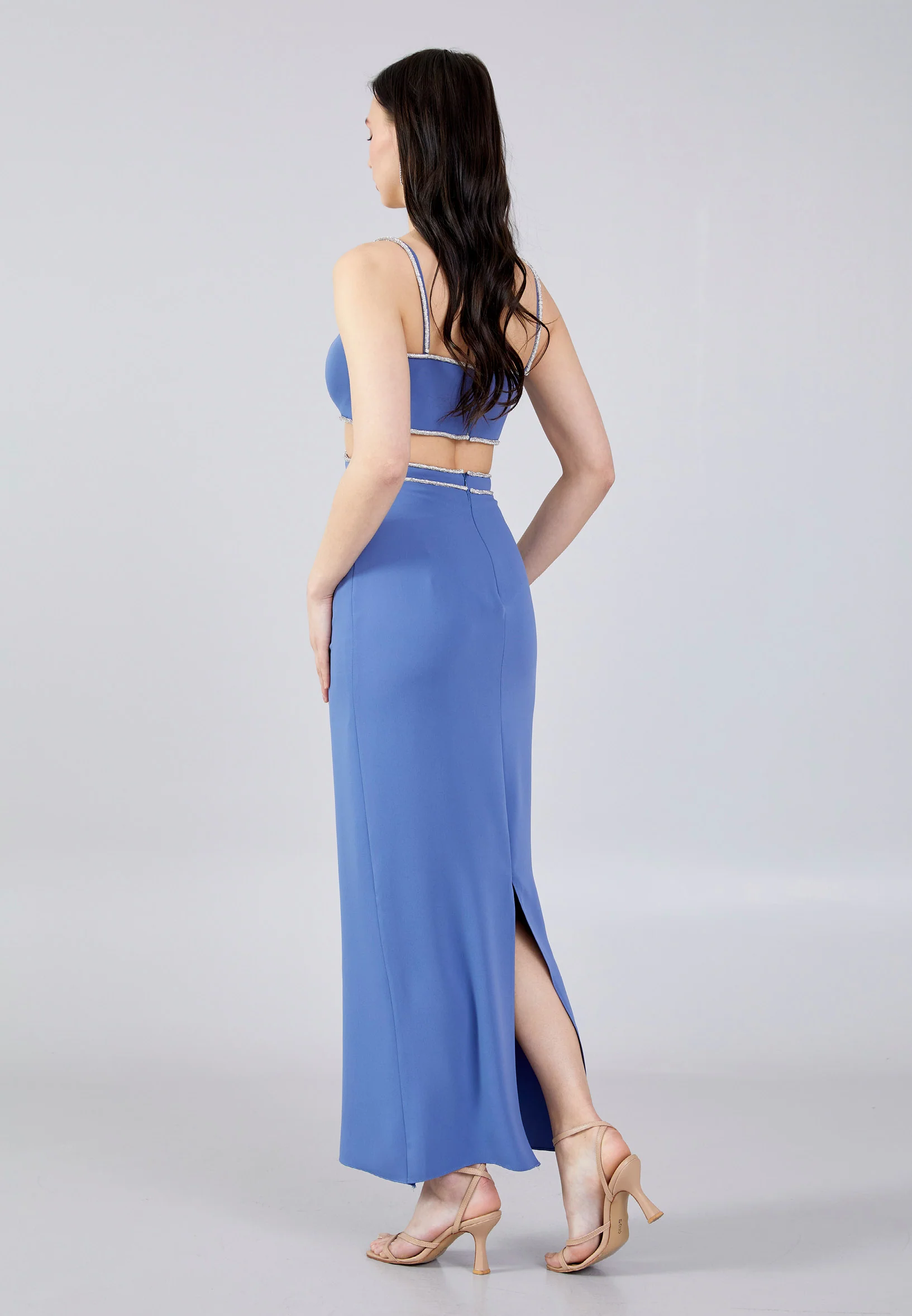 Sleeveless Maxi Crepe Column Regular Evening Dress aln1646 - Image 14