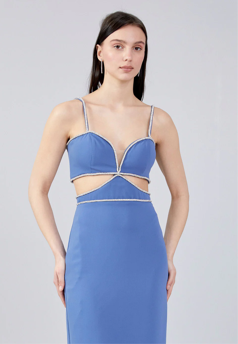 Sleeveless Maxi Crepe Column Regular Evening Dress aln1646 - Image 16