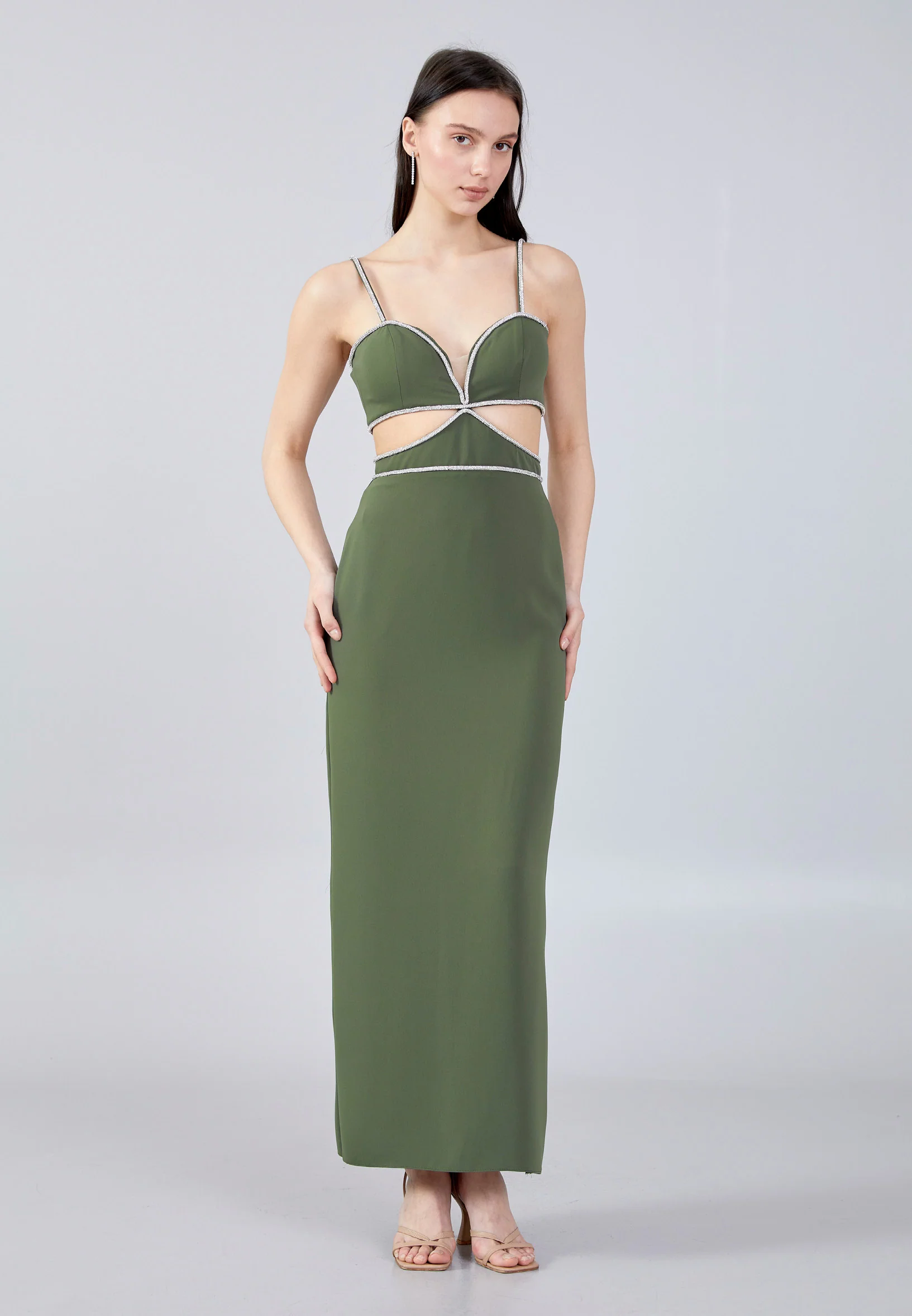 Sleeveless Maxi Crepe Column Regular Evening Dress aln1646 - Image 17
