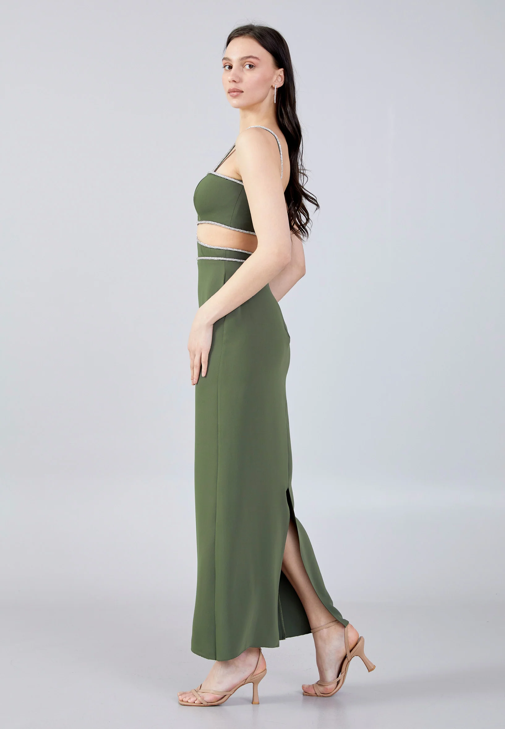 Sleeveless Maxi Crepe Column Regular Evening Dress aln1646 - Image 19