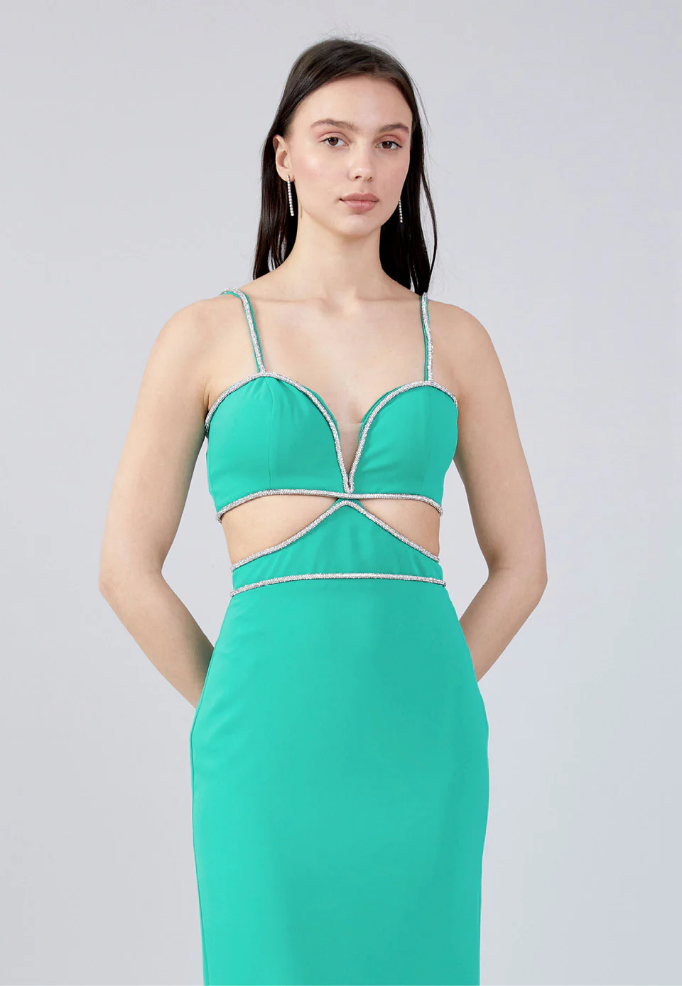 Sleeveless Maxi Crepe Column Regular Evening Dress aln1646 - Image 4