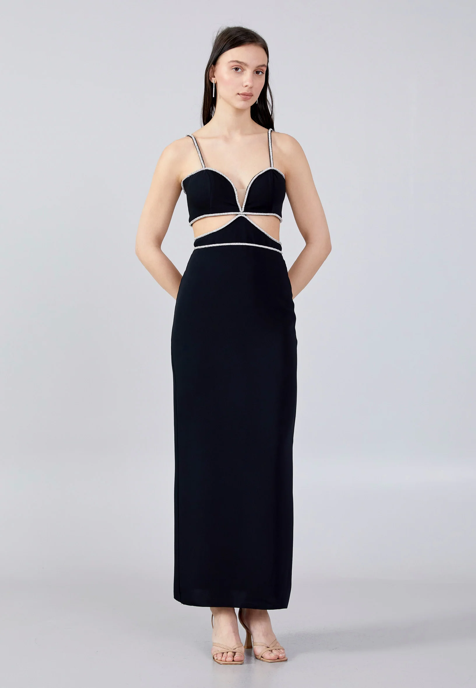 Sleeveless Maxi Crepe Column Regular Evening Dress aln1646 - Image 5