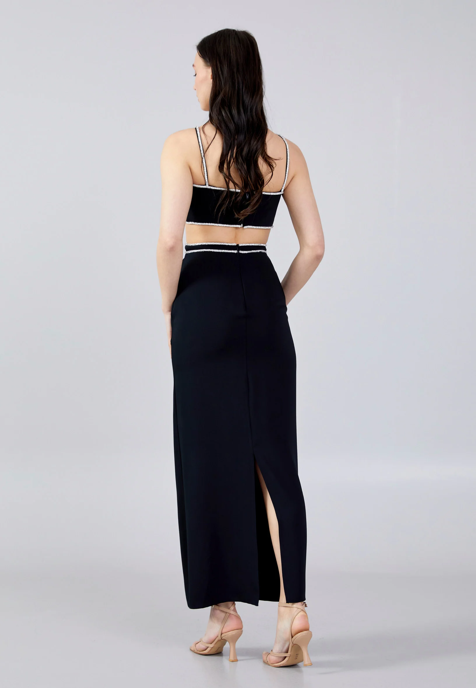 Sleeveless Maxi Crepe Column Regular Evening Dress aln1646 - Image 6