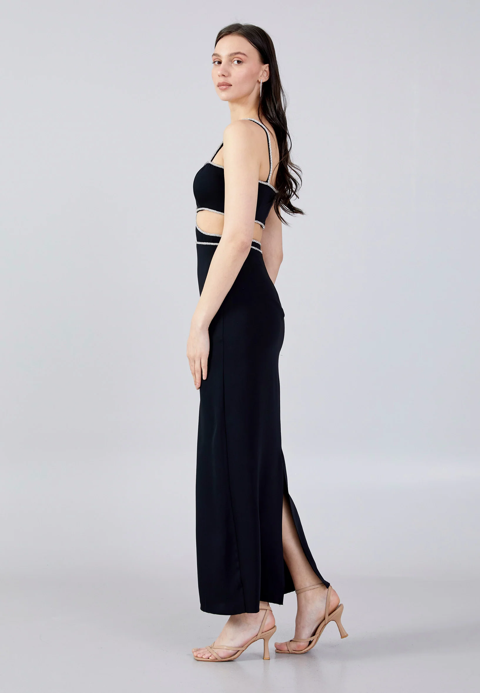 Sleeveless Maxi Crepe Column Regular Evening Dress aln1646 - Image 7