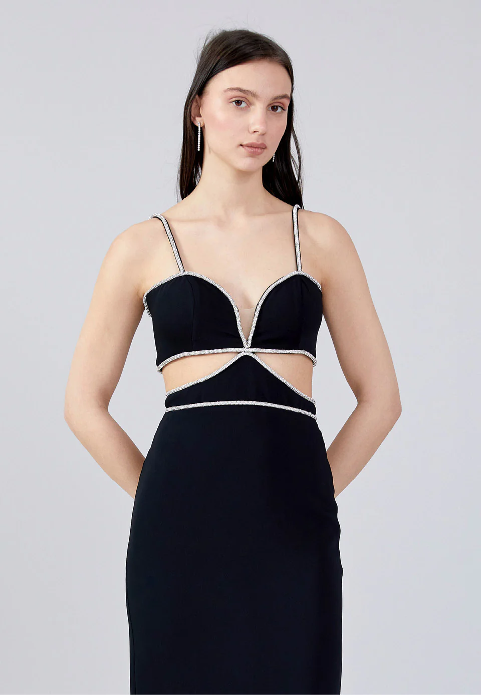 Sleeveless Maxi Crepe Column Regular Evening Dress aln1646 - Image 8