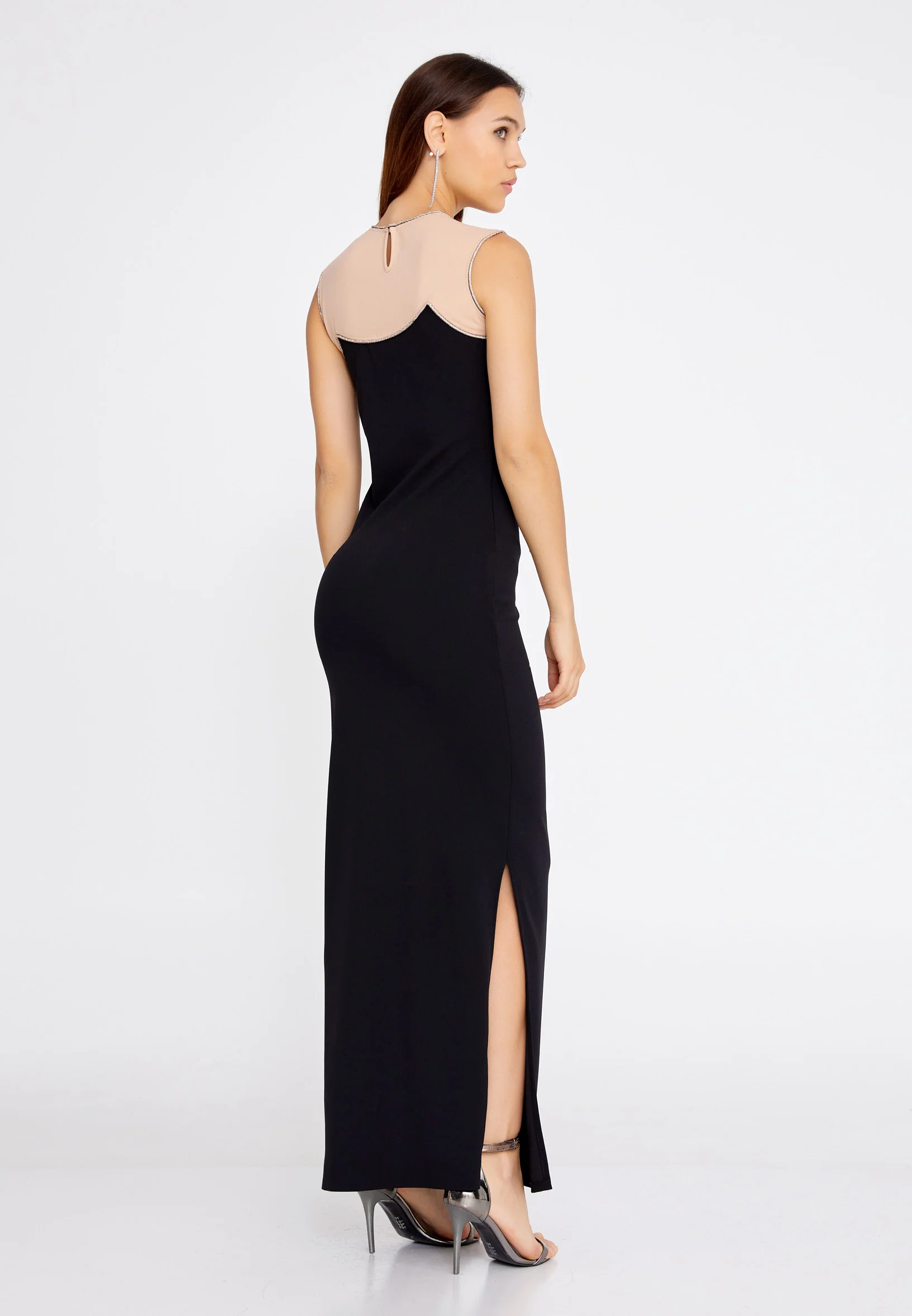Sleeveless Maxi Crepe Column Regular Evening Dress mtn22107 - Image 2