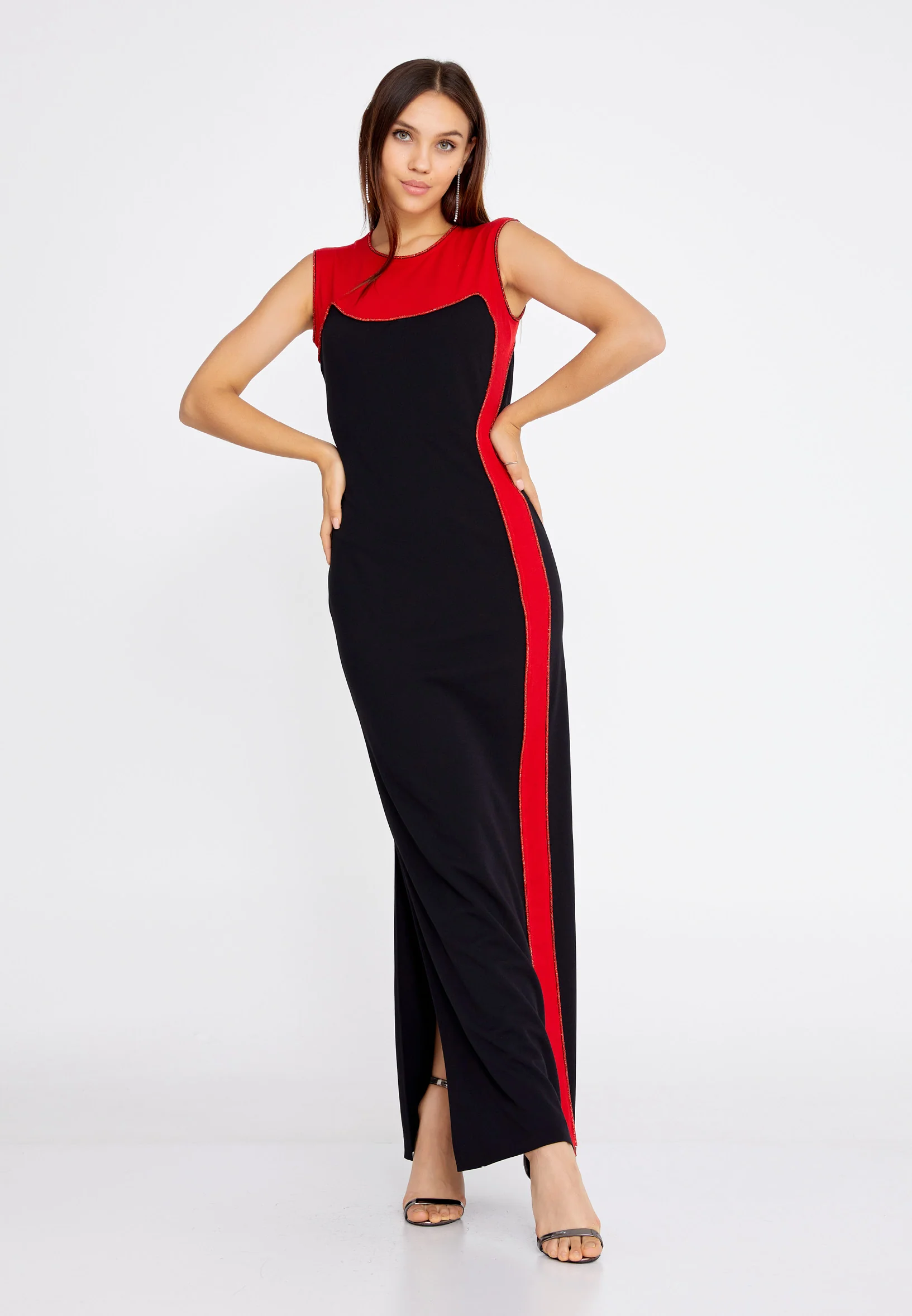 Sleeveless Maxi Crepe Column Regular Evening Dress mtn22107 - Image 9
