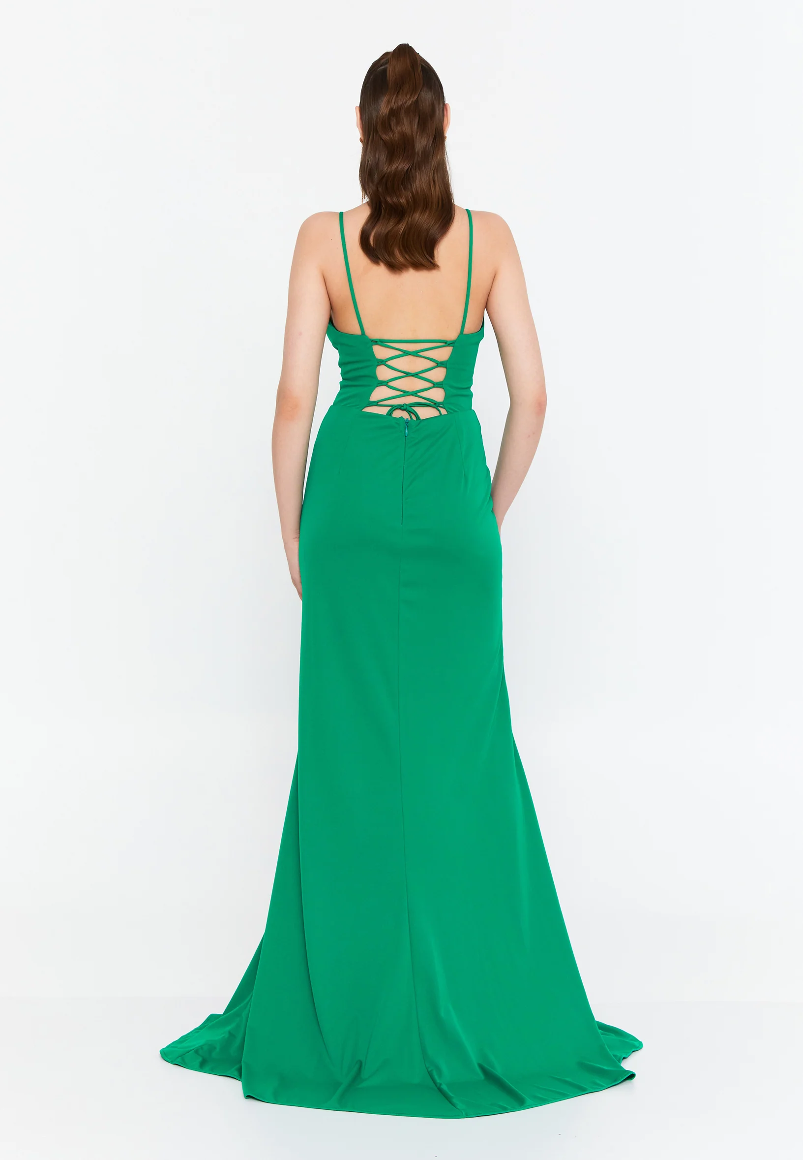 Sleeveless Maxi Crepe Column Regular Evening Dress prl808 - Image 5