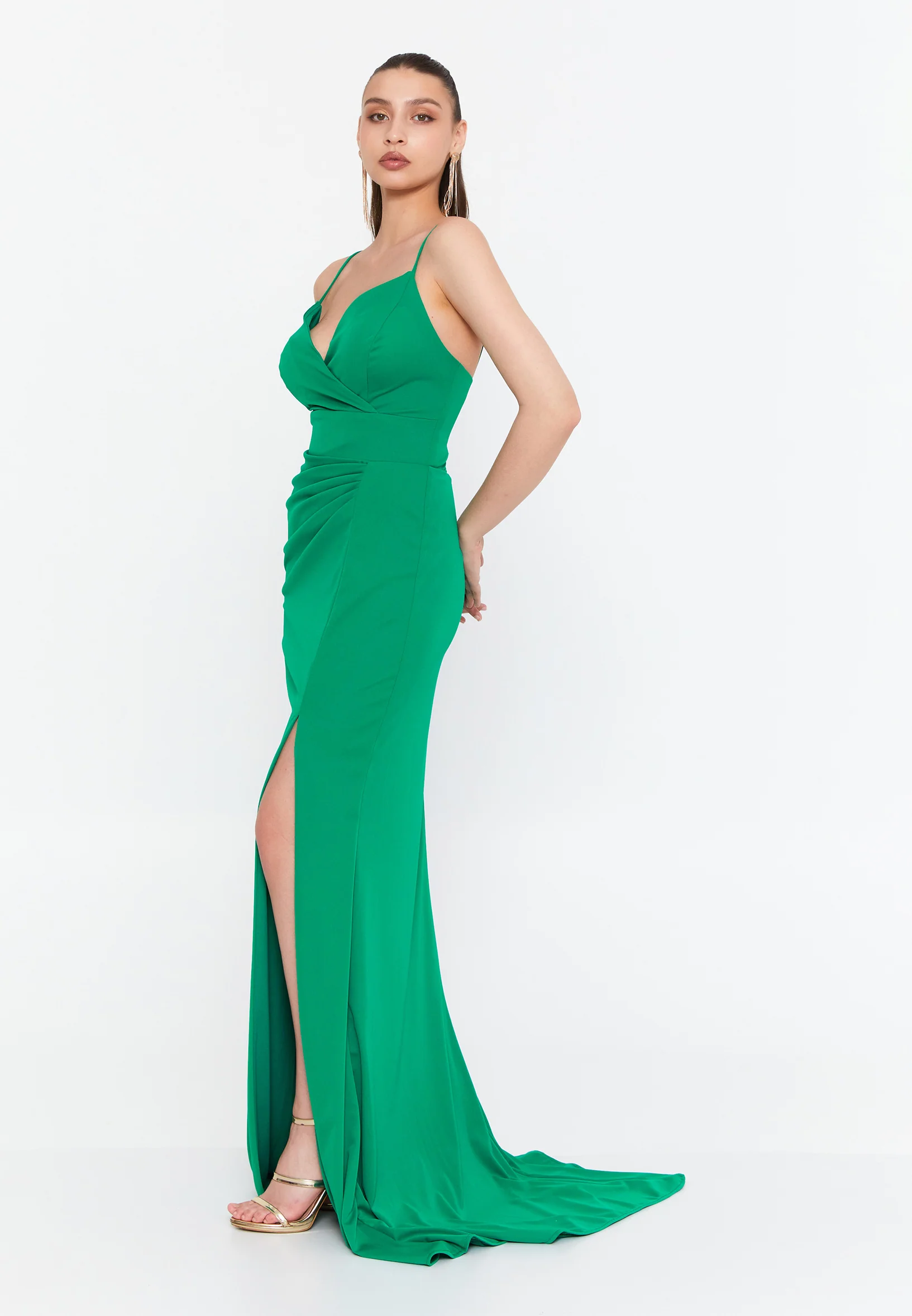 Sleeveless Maxi Crepe Column Regular Evening Dress prl808 - Image 7