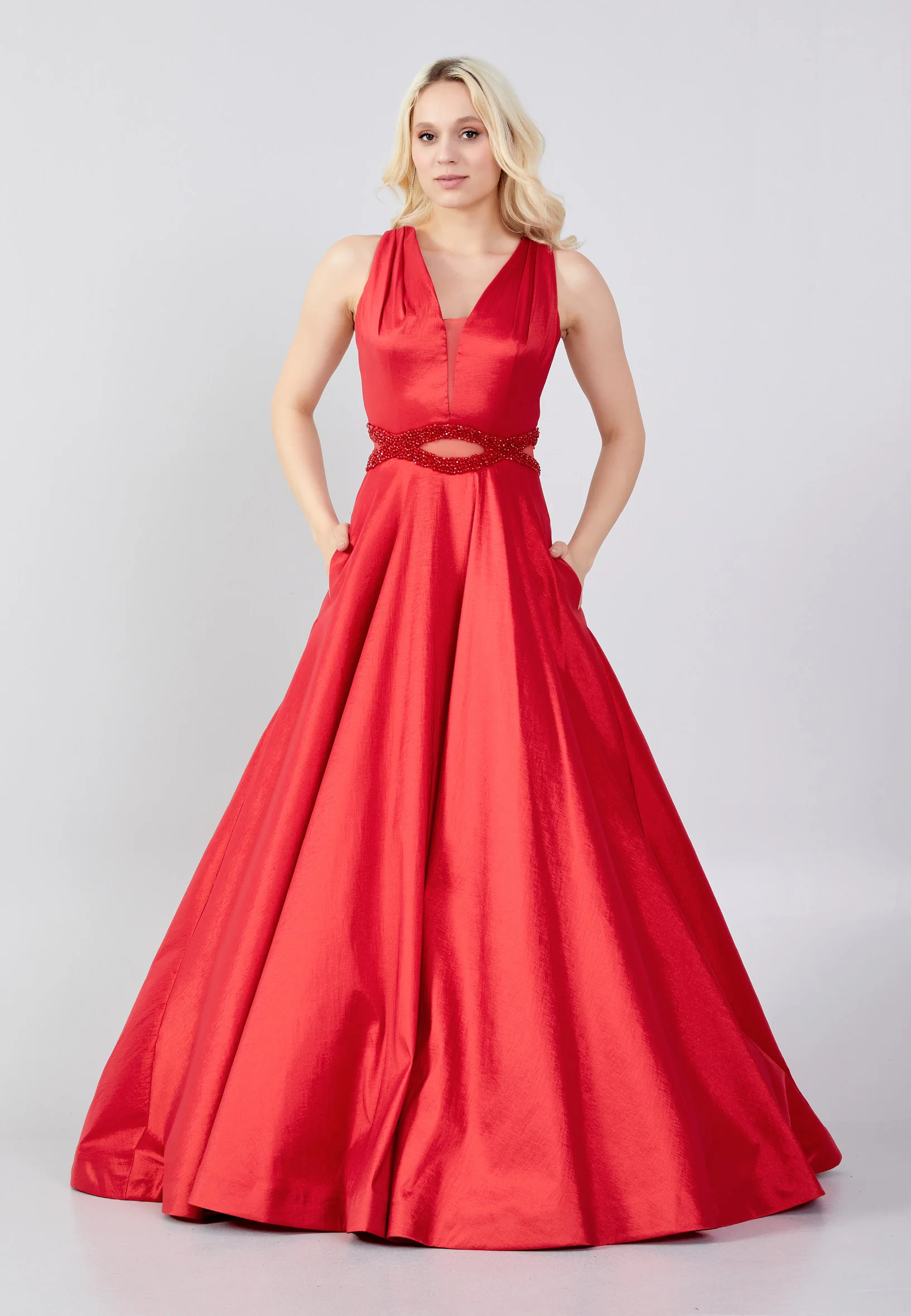 Sleeveless Maxi Crepe Gown Regular Prom Dress frc6209