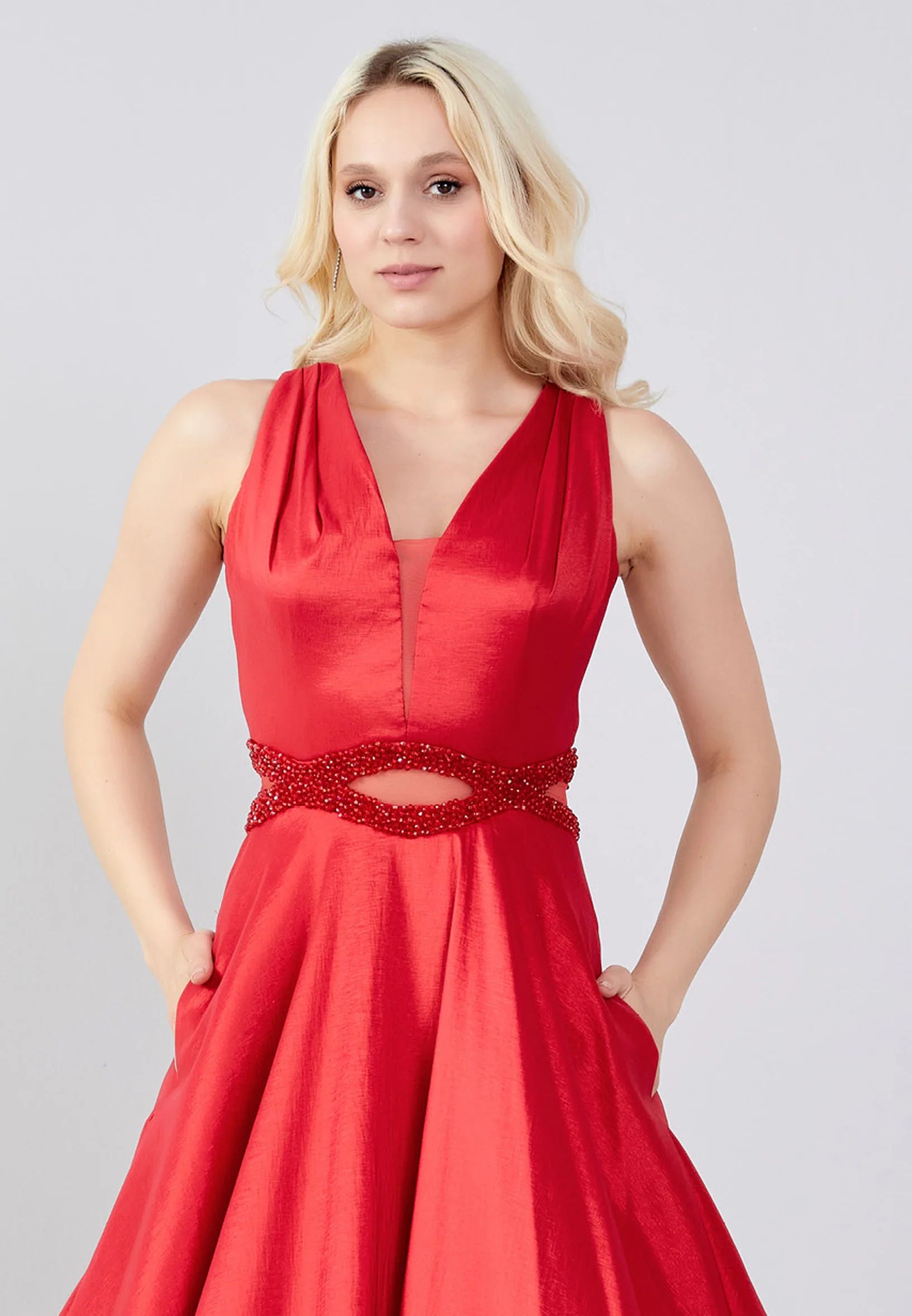 Sleeveless Maxi Crepe Gown Regular Prom Dress frc6209 - Image 4