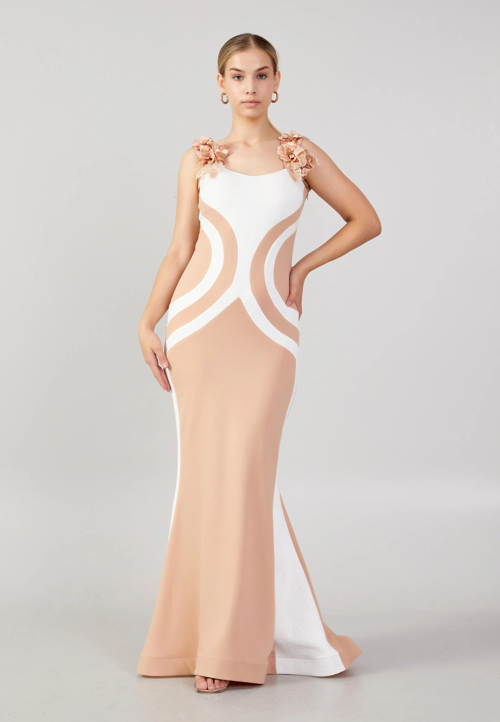 Sleeveless Maxi Crepe Mermaid Plus Size Wedding Guest Dress mtn88121-b