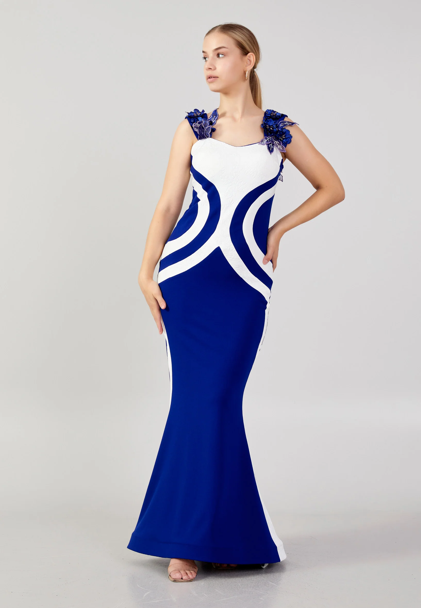 Sleeveless Maxi Crepe Mermaid Plus Size Wedding Guest Dress mtn88121-b - Image 9
