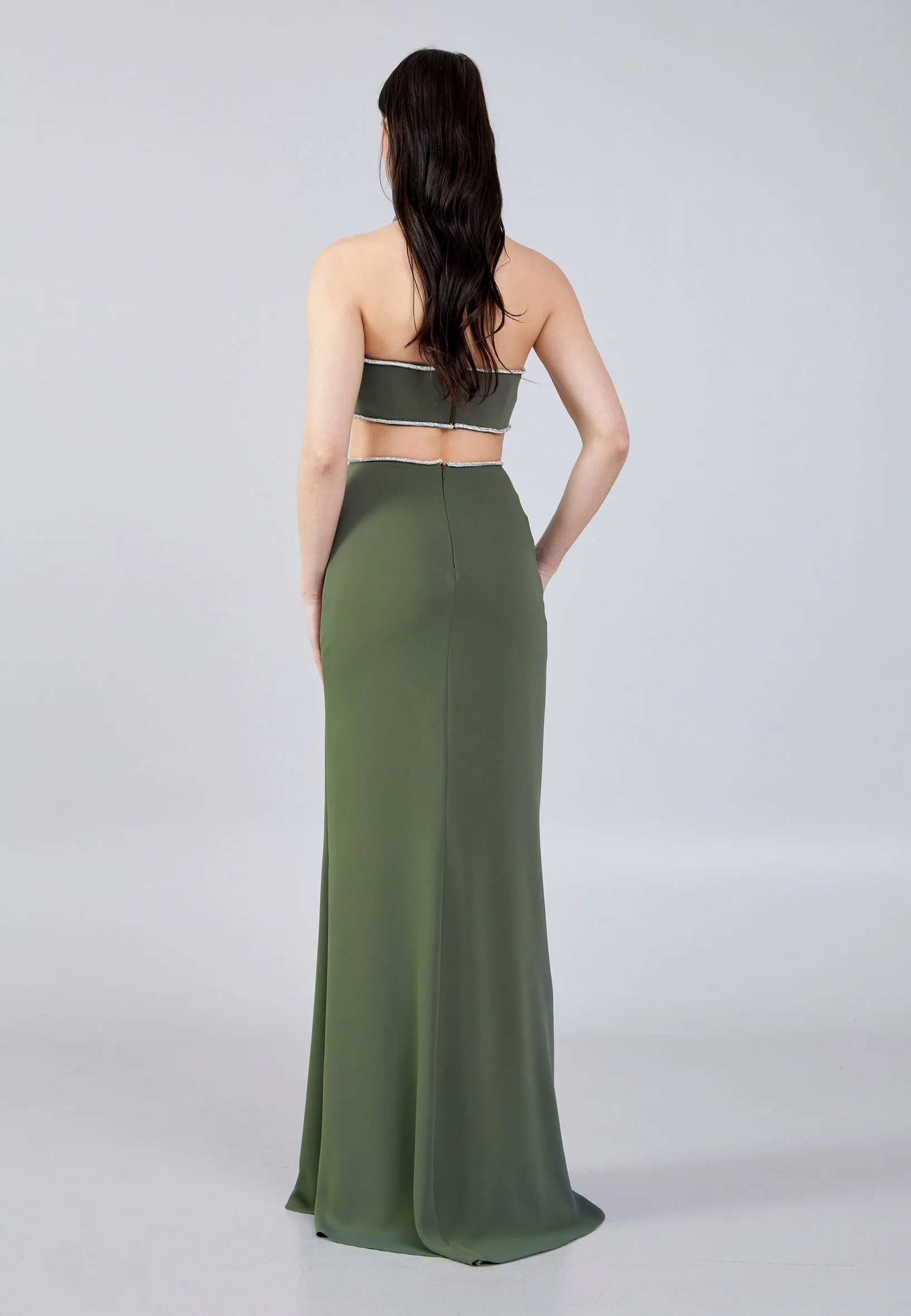 Sleeveless Maxi Crepe Mermaid Regular Evening Dress aln1645 - Image 2