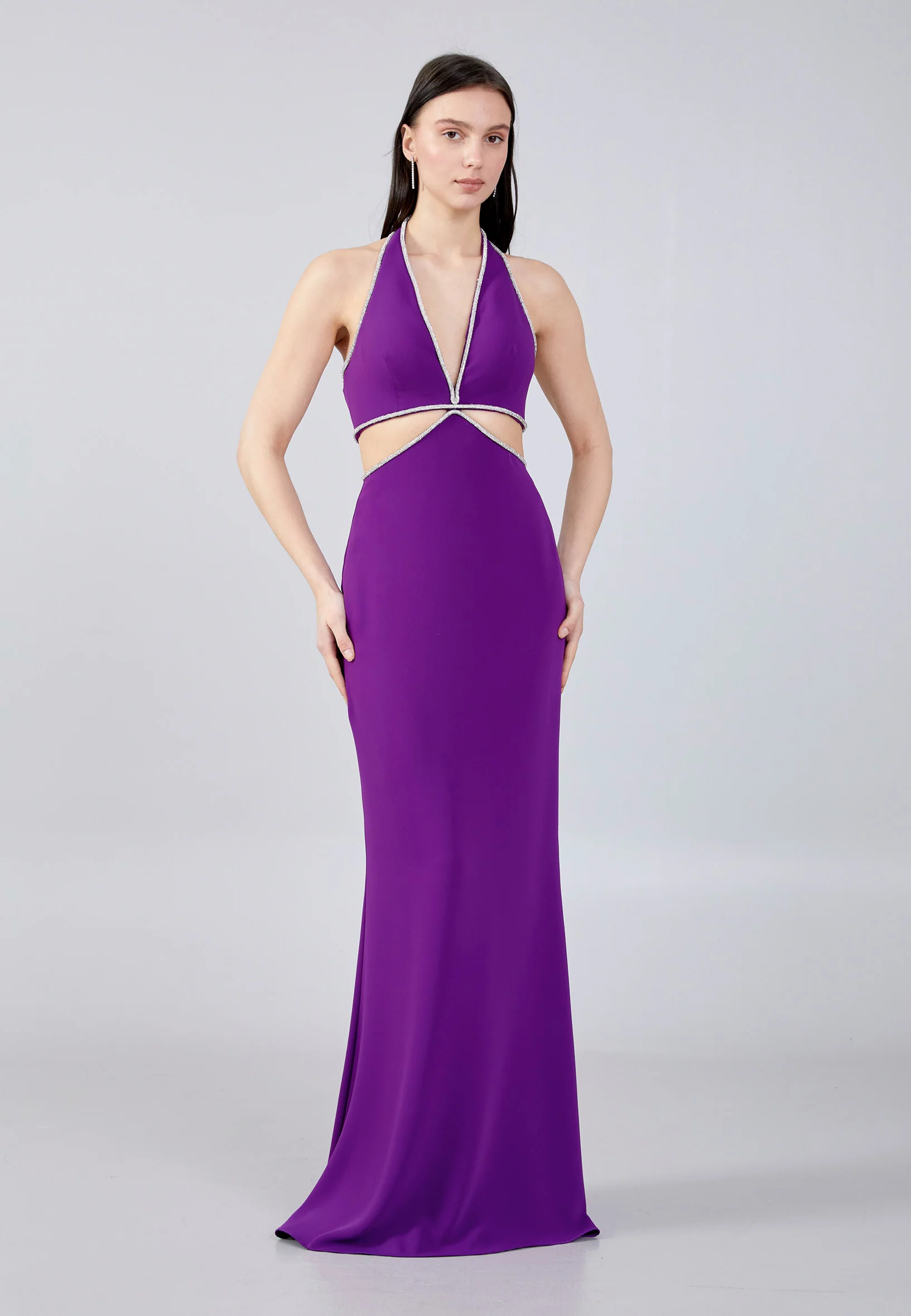 Sleeveless Maxi Crepe Mermaid Regular Evening Dress aln1645 - Image 9