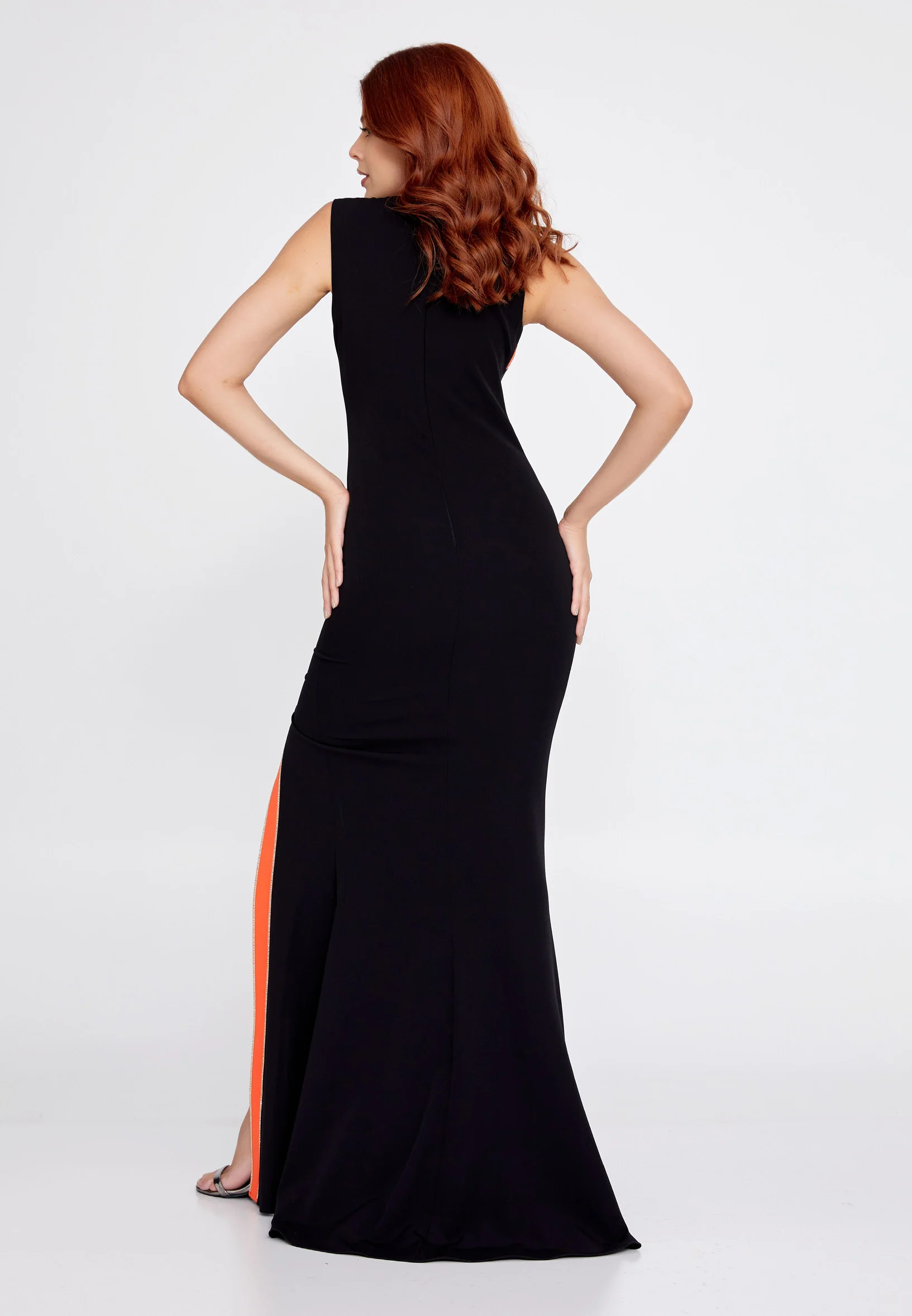 Sleeveless Maxi Crepe Mermaid Regular Evening Dress mtn22103 - Image 10