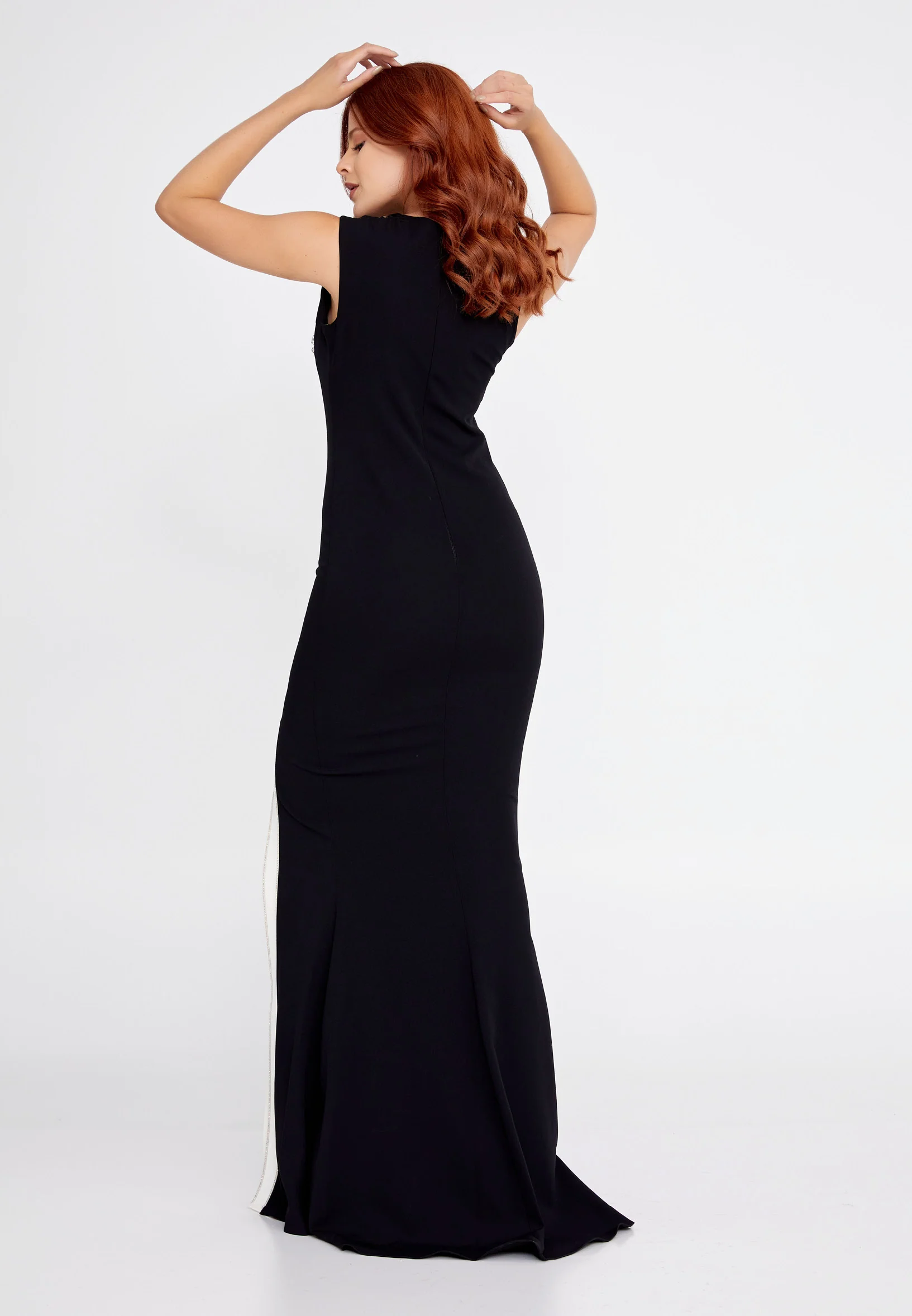 Sleeveless Maxi Crepe Mermaid Regular Evening Dress mtn22103 - Image 14