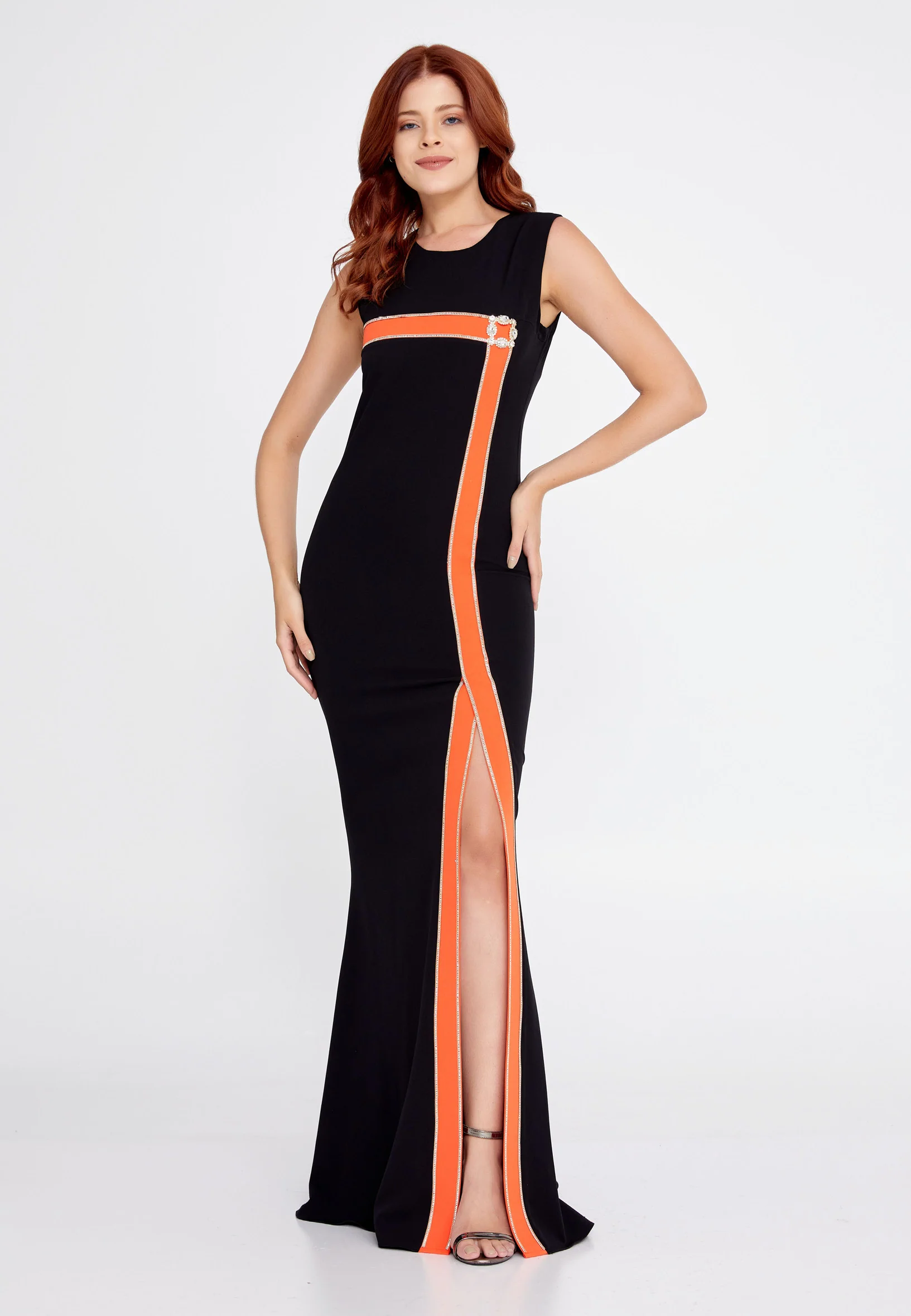 Sleeveless Maxi Crepe Mermaid Regular Evening Dress mtn22103 - Image 9