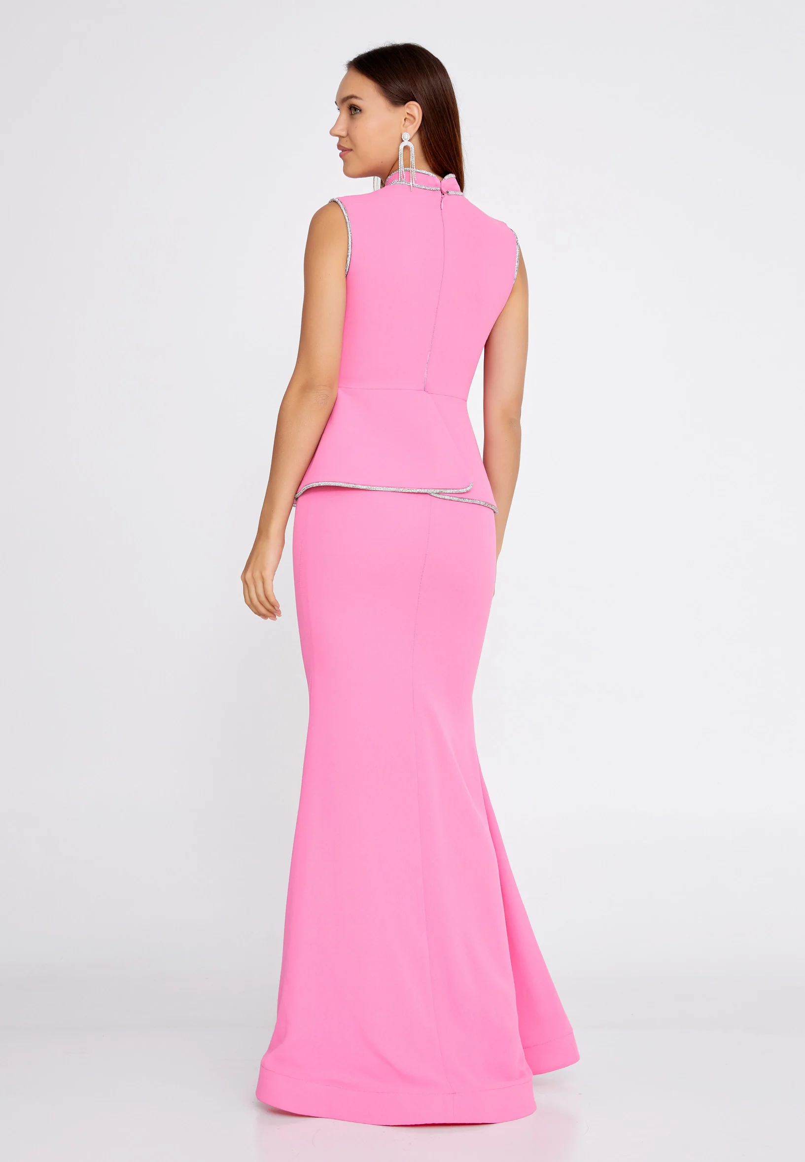 Sleeveless Maxi Crepe Mermaid Regular Evening Dress mtn2298 - Image 10