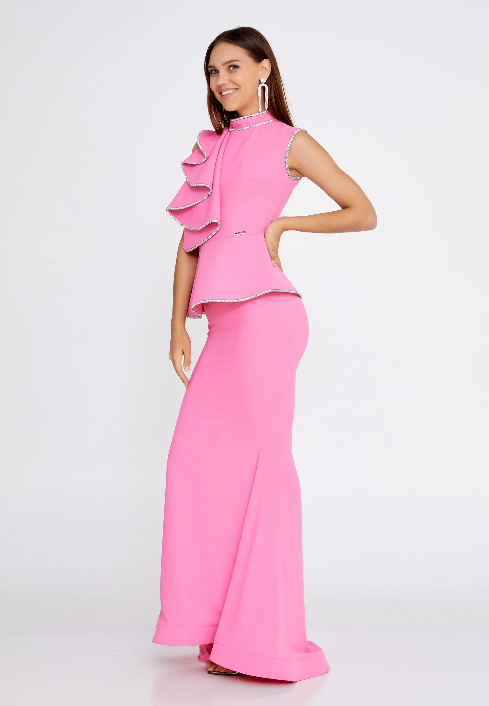 Sleeveless Maxi Crepe Mermaid Regular Evening Dress mtn2298 - Image 11