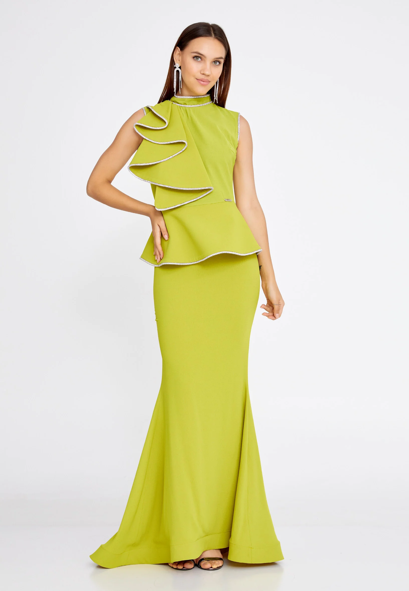 Sleeveless Maxi Crepe Mermaid Regular Evening Dress mtn2298 - Image 13