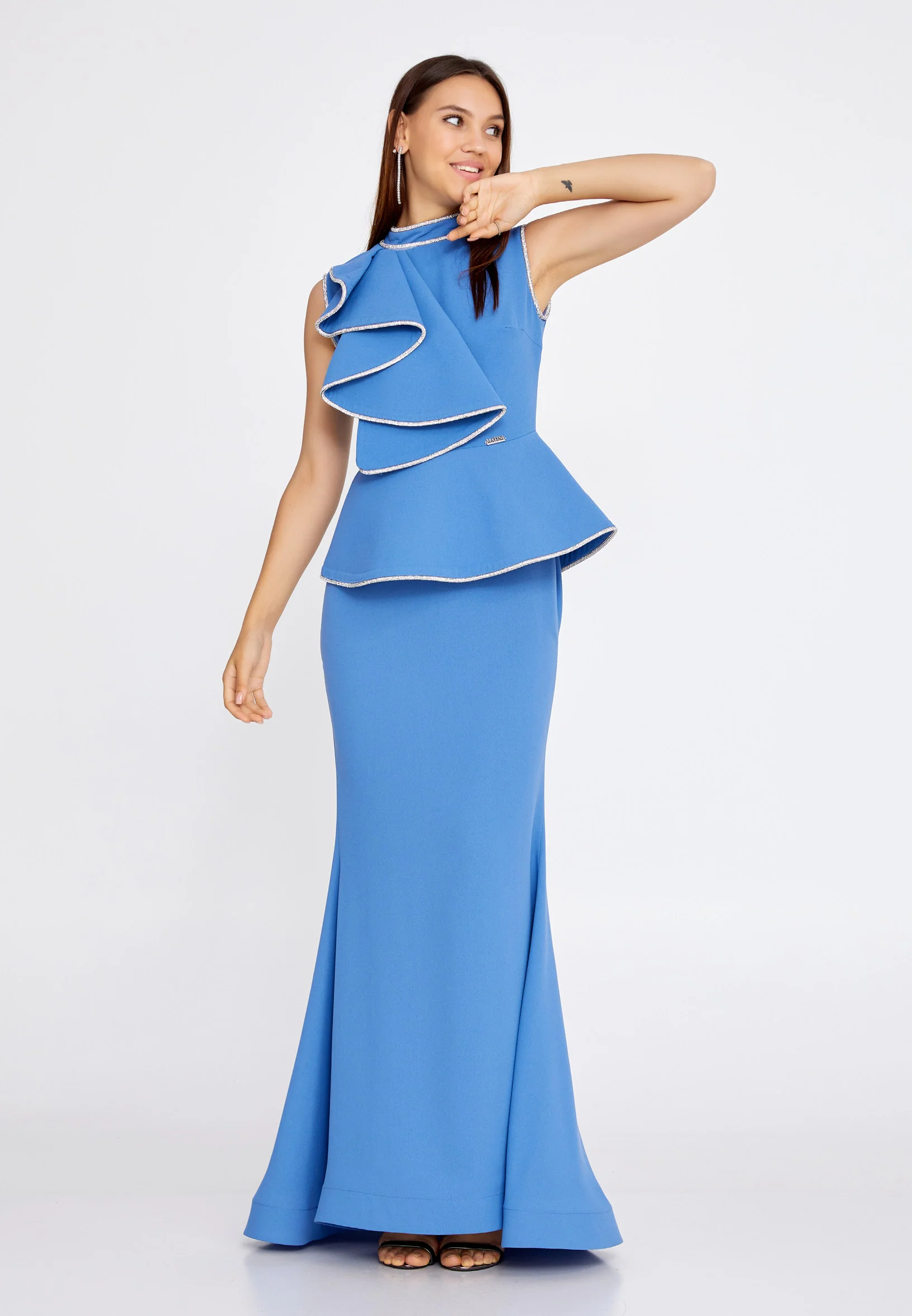 Sleeveless Maxi Crepe Mermaid Regular Evening Dress mtn2298 - Image 5
