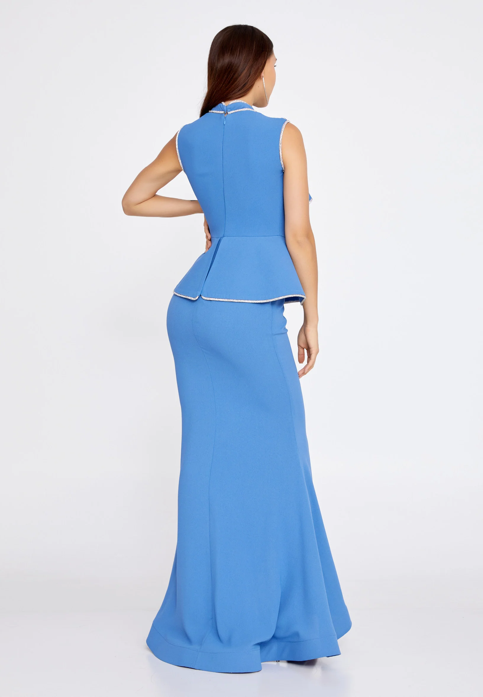 Sleeveless Maxi Crepe Mermaid Regular Evening Dress mtn2298 - Image 6