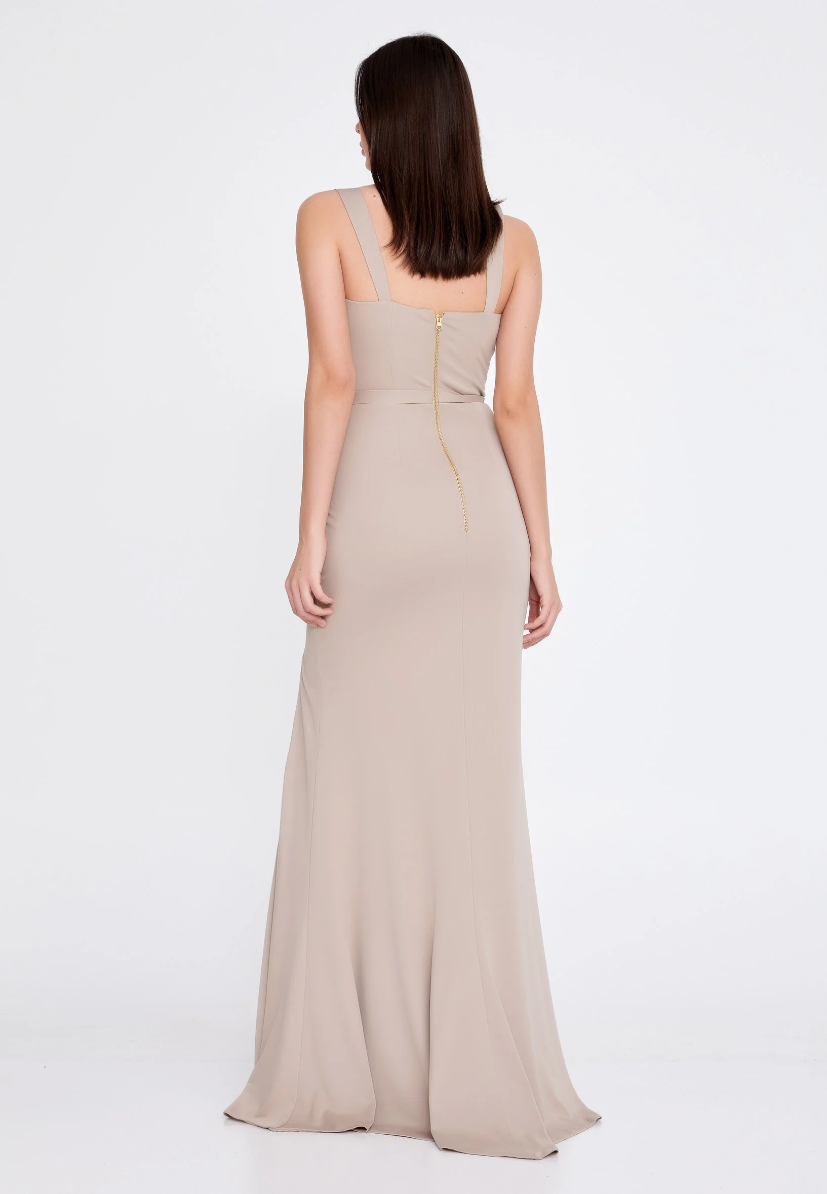 Sleeveless Maxi Crepe Mermaid Regular Evening Dress prl801 - Image 2