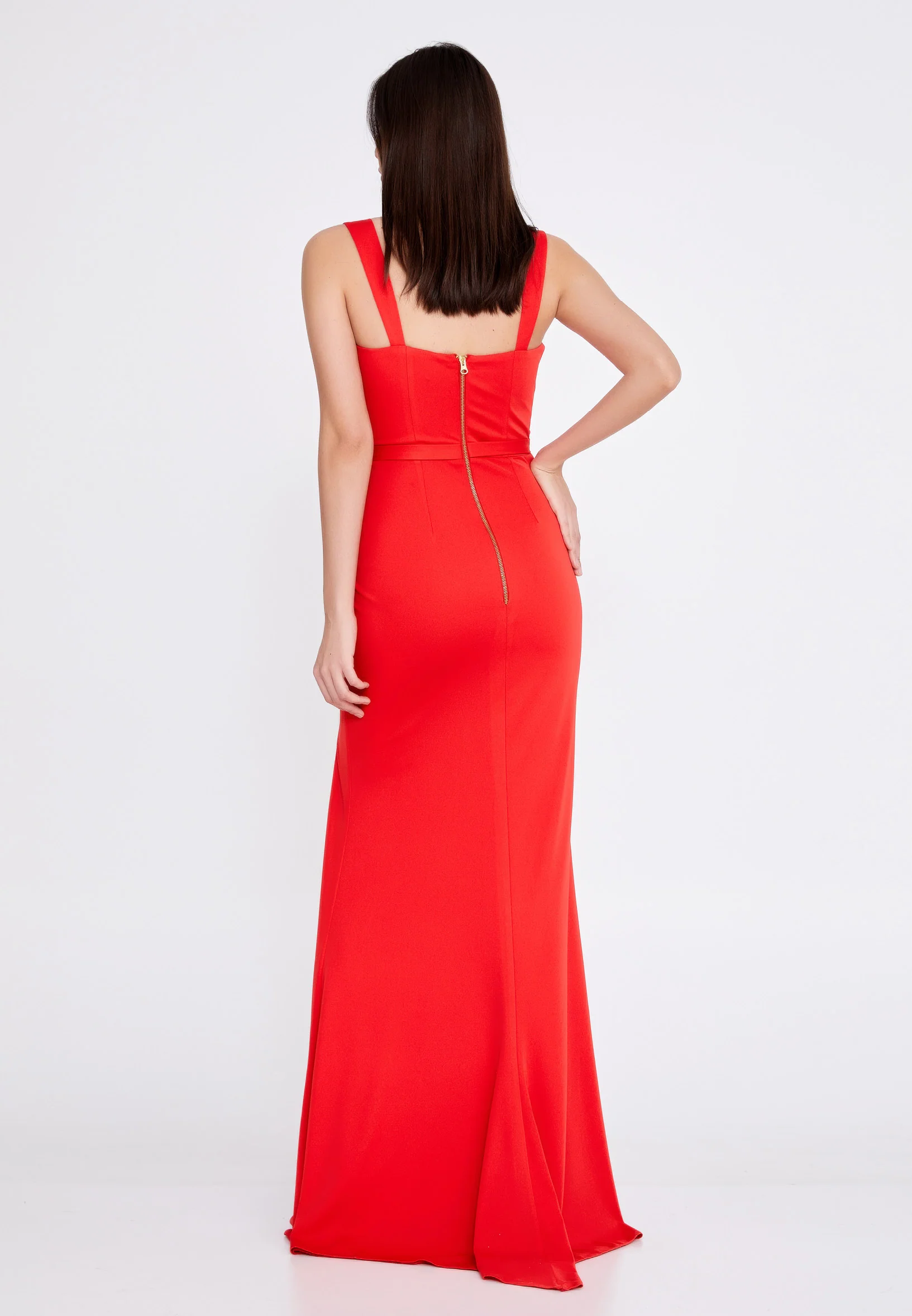 Sleeveless Maxi Crepe Mermaid Regular Evening Dress prl801 - Image 22