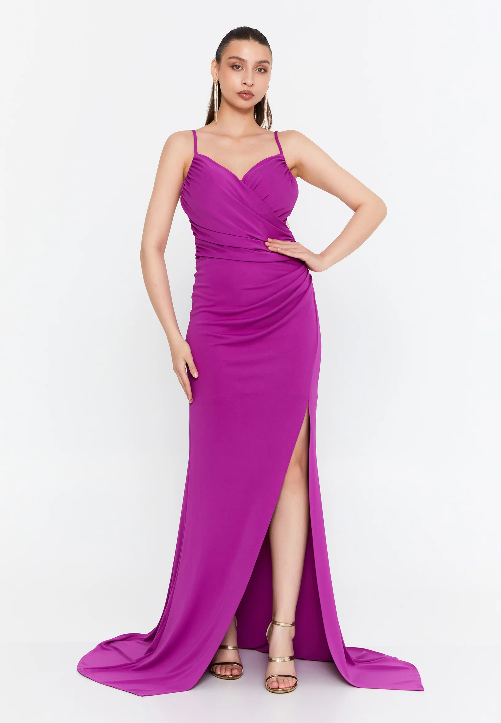 Sleeveless Maxi Crepe Mermaid Regular Evening Dress prl809 - Image 11
