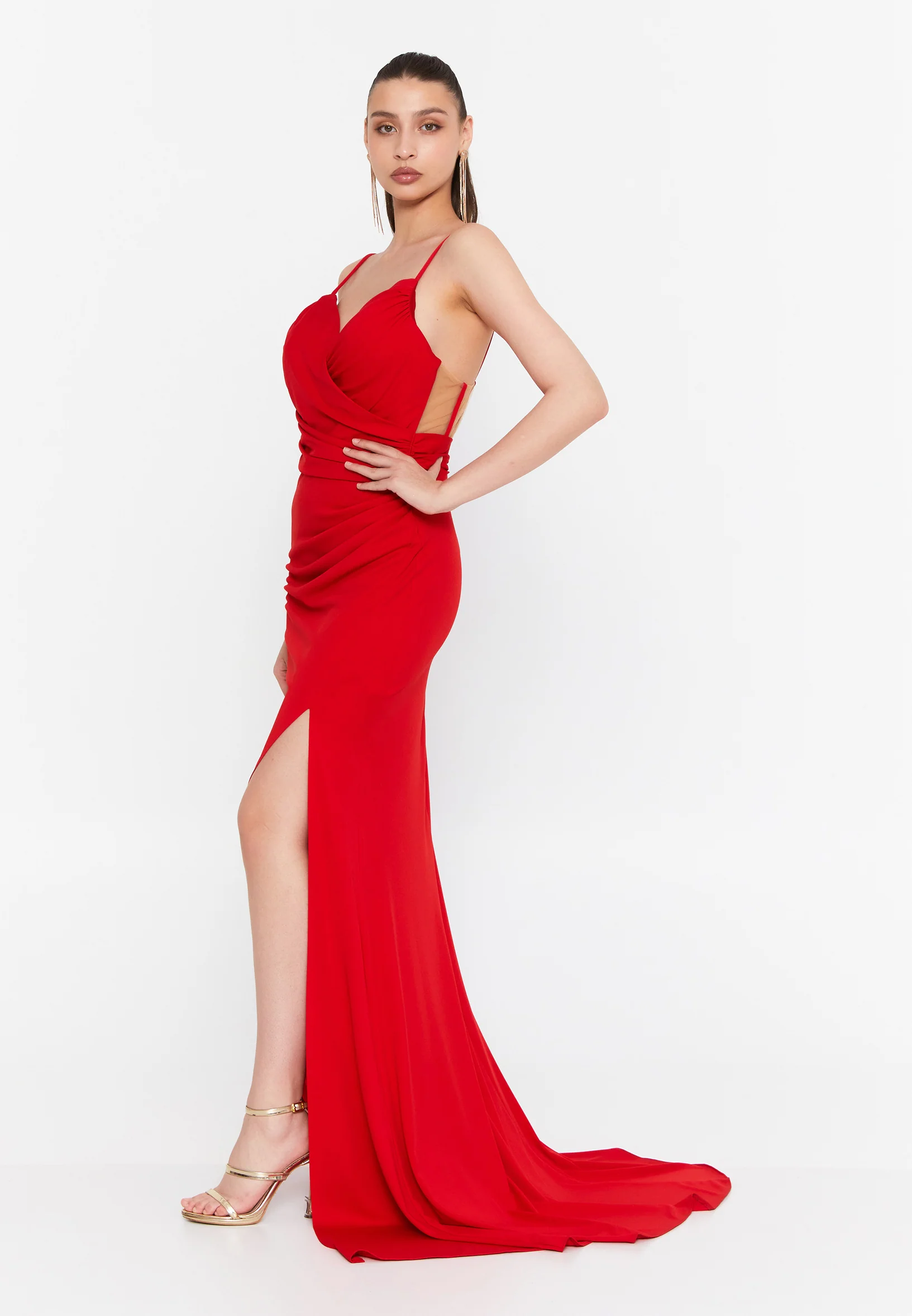 Sleeveless Maxi Crepe Mermaid Regular Evening Dress prl809 - Image 15