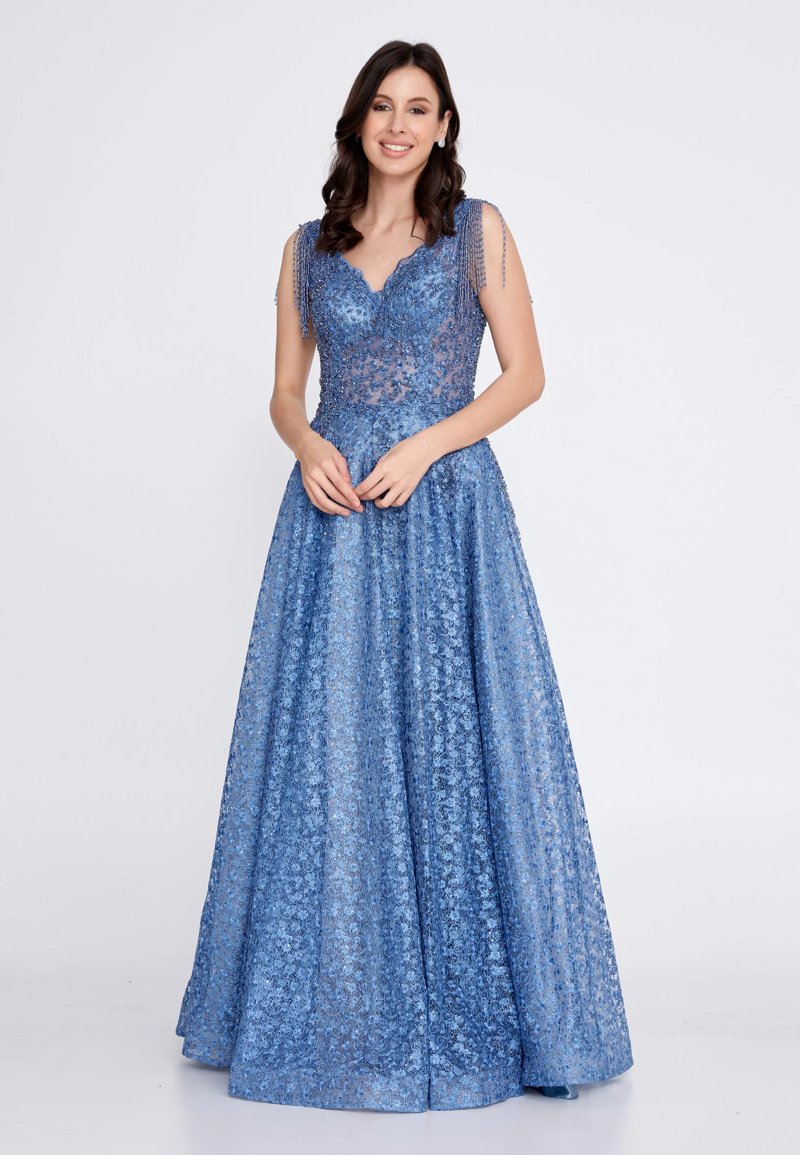 Sleeveless Maxi Lace A - Line Regular Prom Dress aln1432