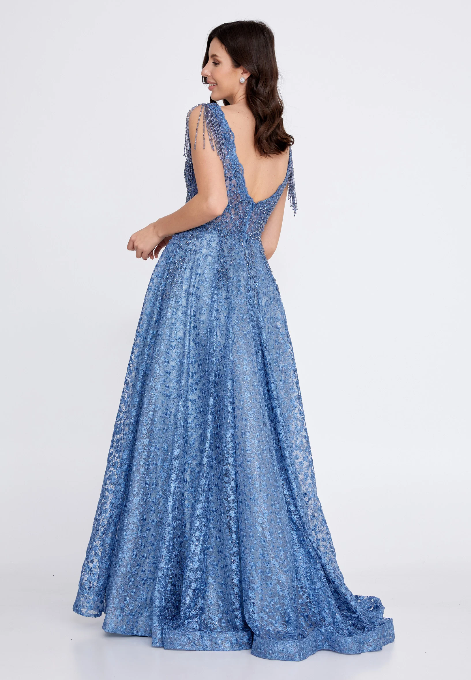 Sleeveless Maxi Lace A - Line Regular Prom Dress aln1432 - Image 2