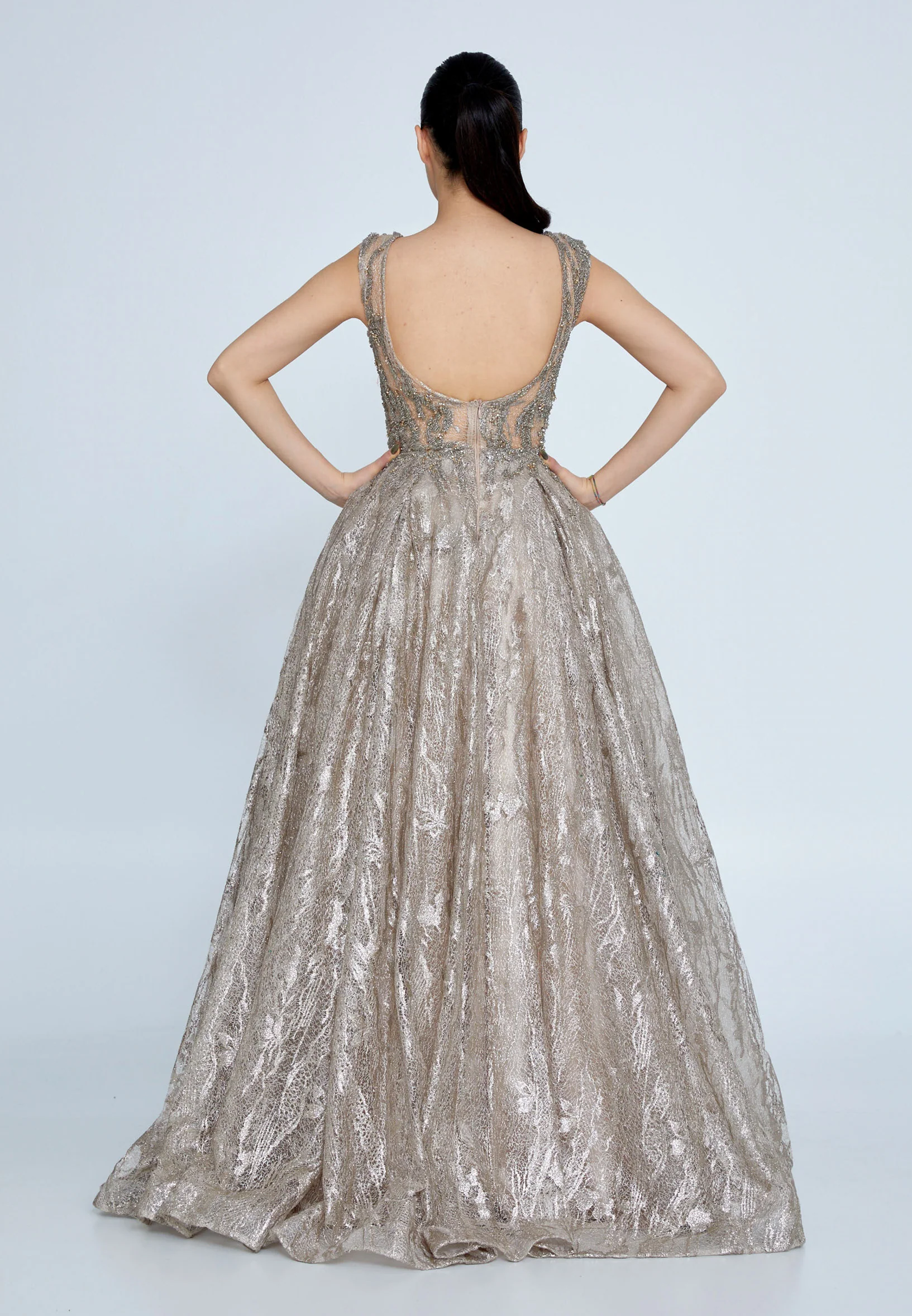 Sleeveless Maxi Lace A - Line Regular Prom Dress aln1527-k - Image 2