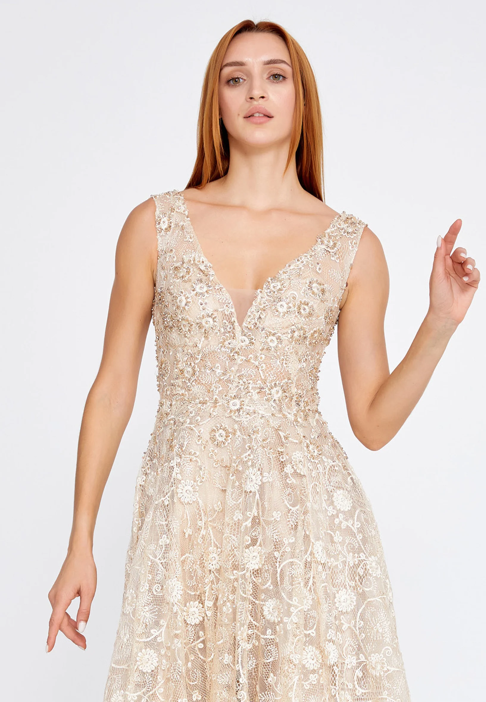 Sleeveless Maxi Lace A - Line Regular Prom Dress aln1529 - Image 5